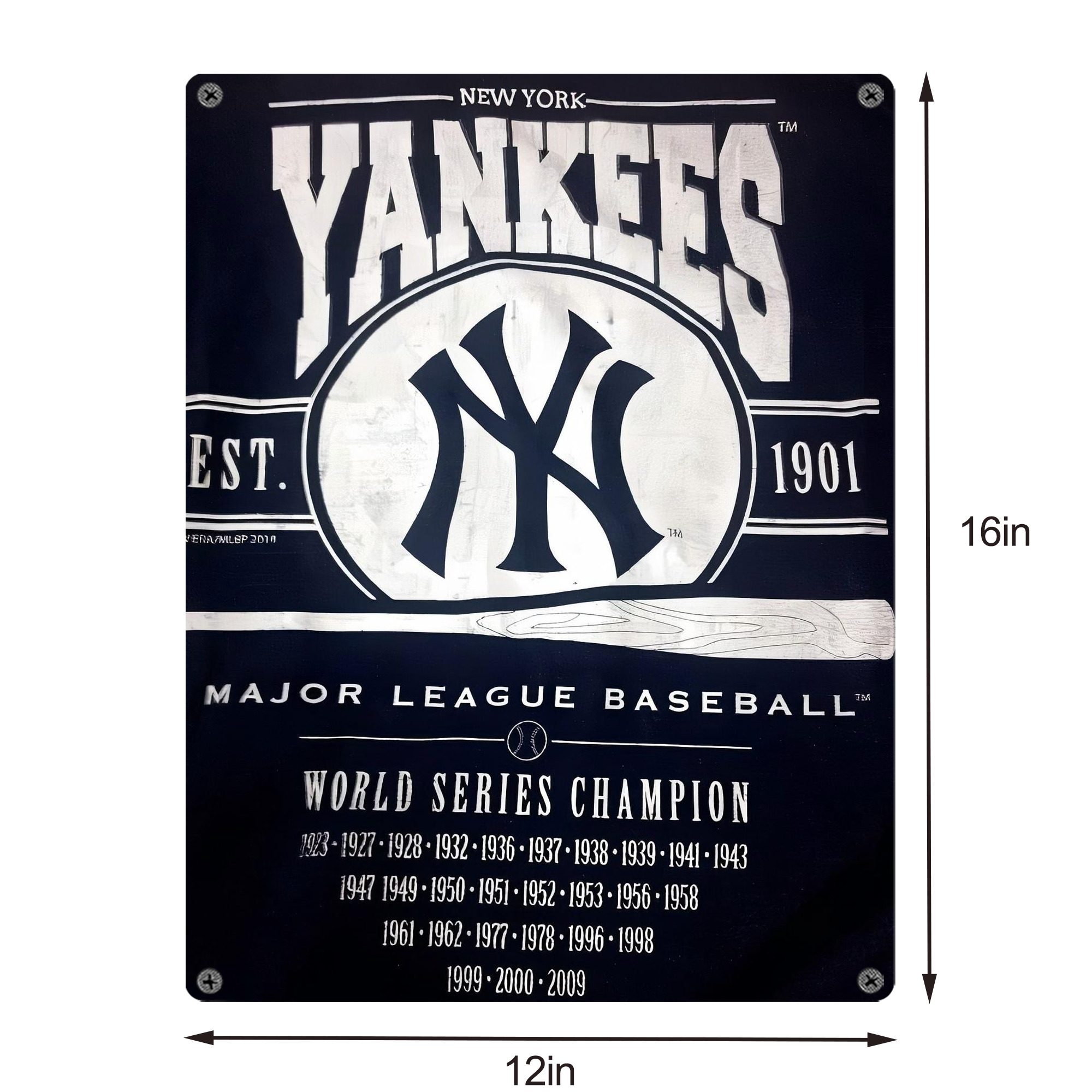 New York Yankees 211 Vintage Metal Tin Sign 12x16inch – Retro Wall Art Decor For Home, Bar, Kitchen, Bedroom, Office – Durable Iron Sheet Poster, Easy To Hang, Full-Color Printing
