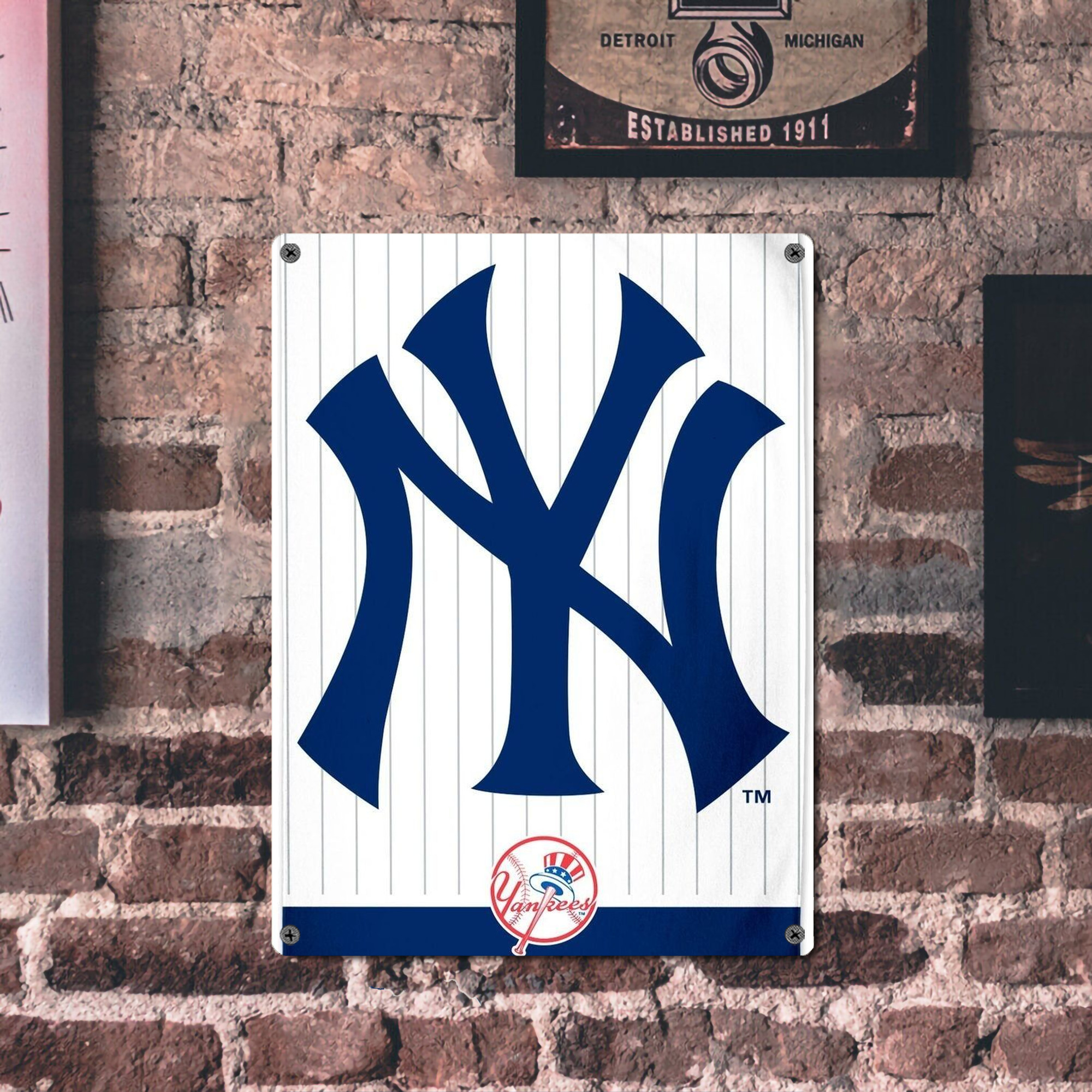 New York Yankees 130 Vintage Metal Tin Sign 12x16inch – Retro Wall Art Decor For Home, Bar, Kitchen, Bedroom, Office – Durable Iron Sheet Poster, Easy To Hang, Full-Color Printing