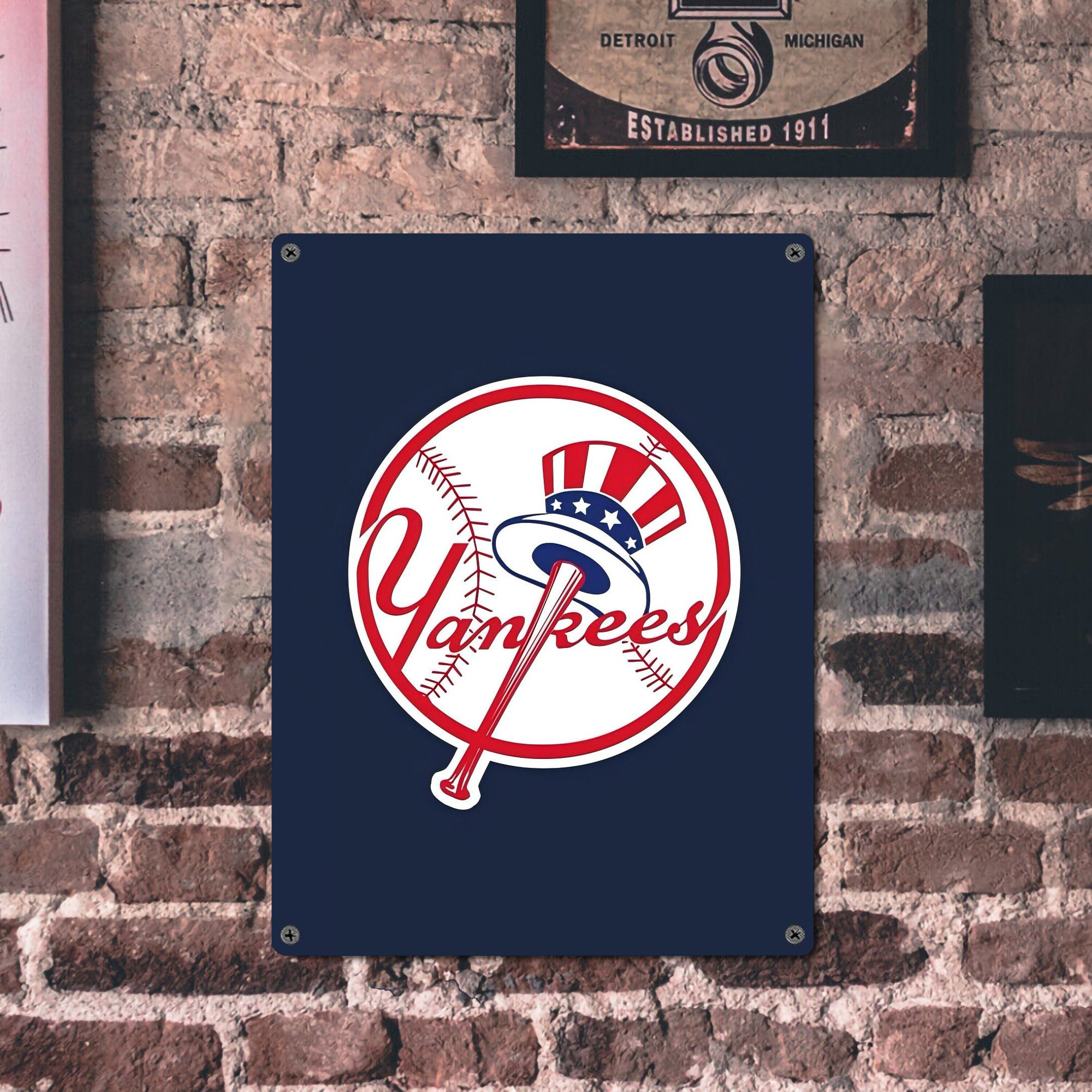 New York Yankees 216 Vintage Metal Tin Sign 12x16inch – Retro Wall Art Decor For Home, Bar, Kitchen, Bedroom, Office – Durable Iron Sheet Poster, Easy To Hang, Full-Color Printing