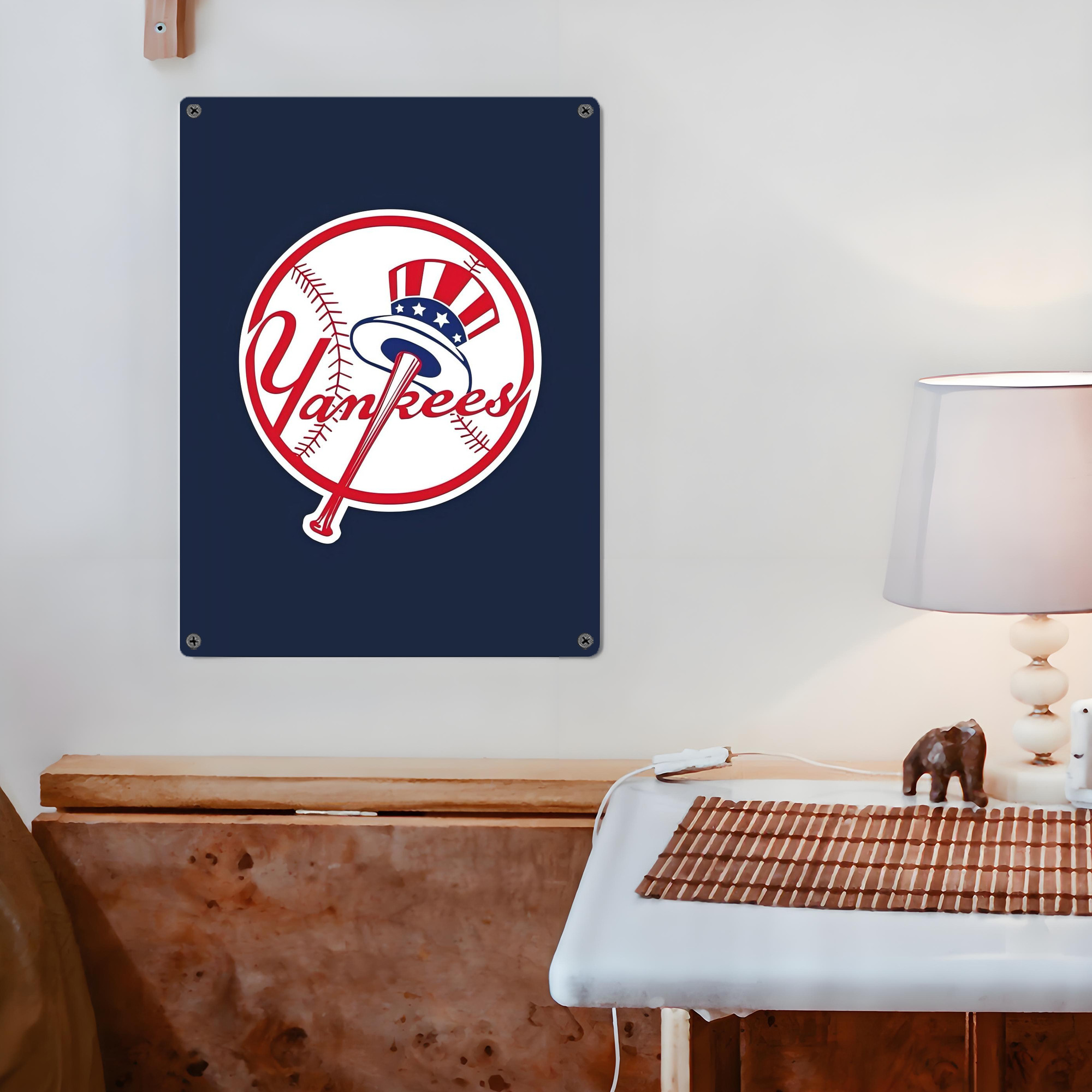 New York Yankees 216 Vintage Metal Tin Sign 12x16inch – Retro Wall Art Decor For Home, Bar, Kitchen, Bedroom, Office – Durable Iron Sheet Poster, Easy To Hang, Full-Color Printing