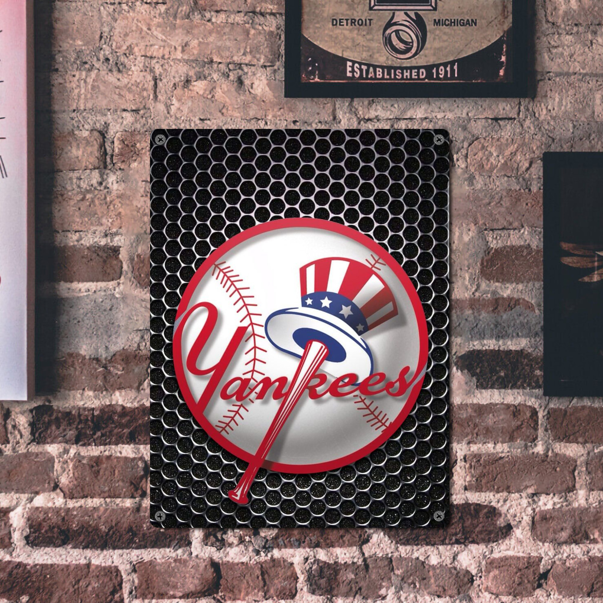 New York Yankees 221 Vintage Metal Tin Sign 12x16inch – Retro Wall Art Decor For Home, Bar, Kitchen, Bedroom, Office – Durable Iron Sheet Poster, Easy To Hang, Full-Color Printing