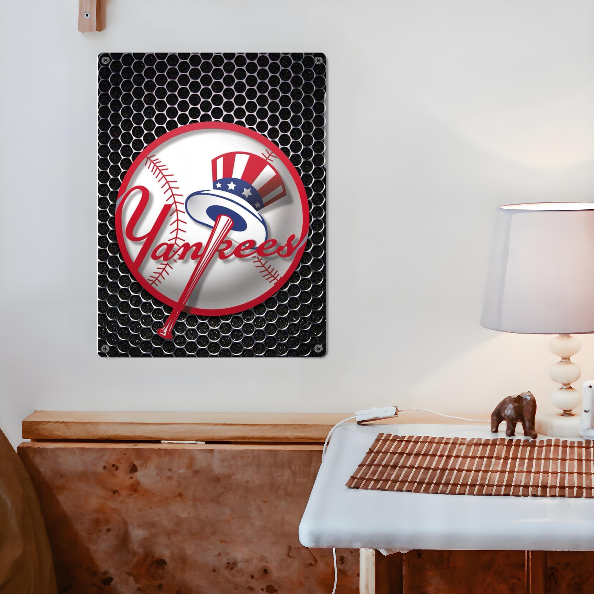 New York Yankees 221 Vintage Metal Tin Sign 12x16inch – Retro Wall Art Decor For Home, Bar, Kitchen, Bedroom, Office – Durable Iron Sheet Poster, Easy To Hang, Full-Color Printing