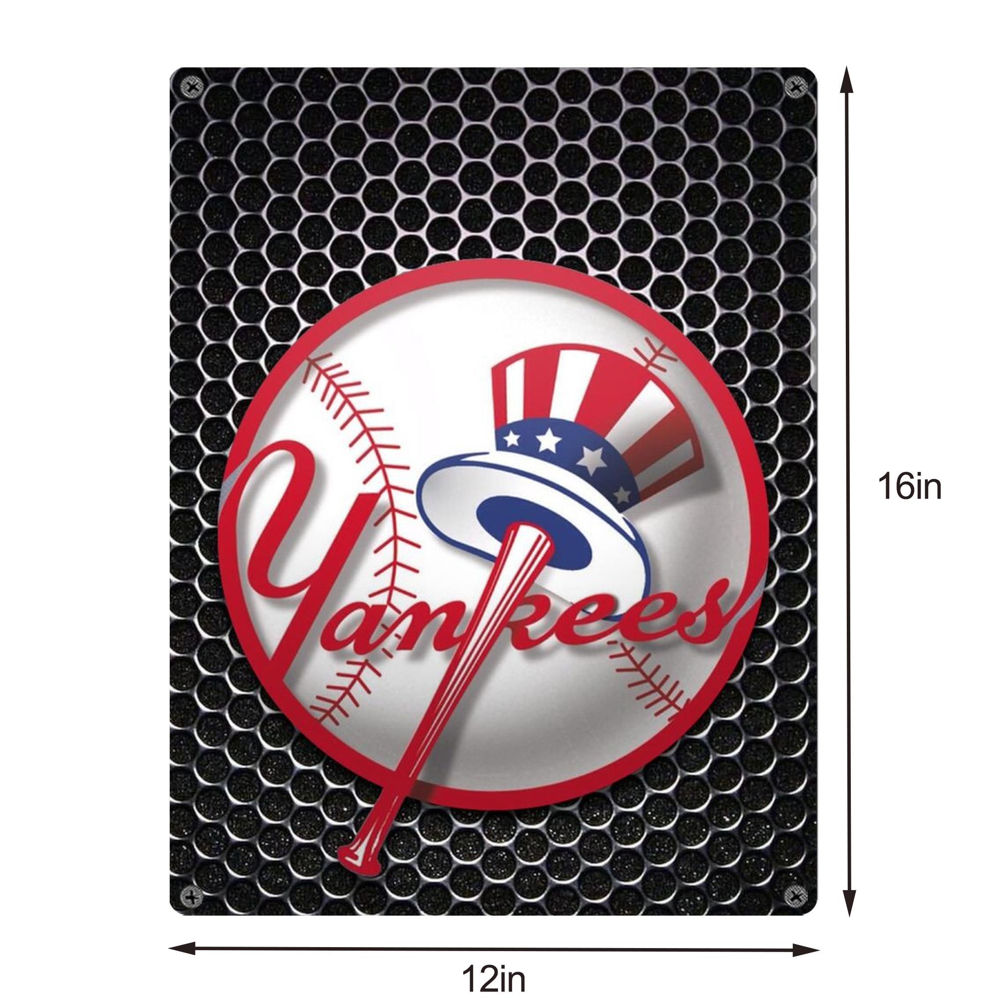 New York Yankees 221 Vintage Metal Tin Sign 12x16inch – Retro Wall Art Decor For Home, Bar, Kitchen, Bedroom, Office – Durable Iron Sheet Poster, Easy To Hang, Full-Color Printing