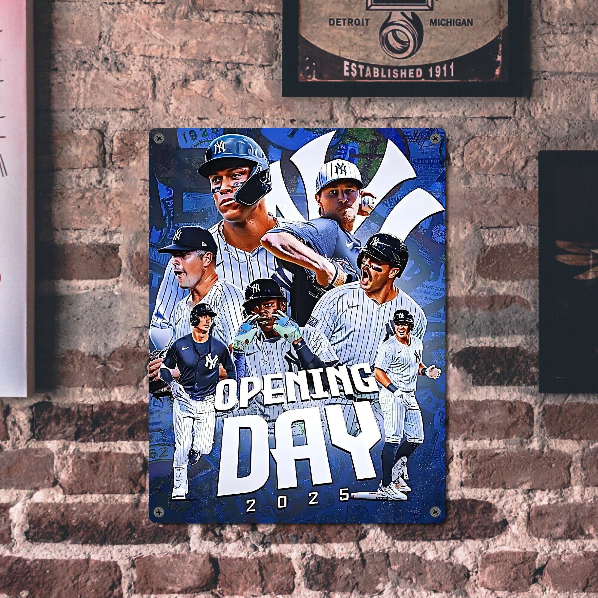 New York Yankees 215 Vintage Metal Tin Sign 12x16inch – Retro Wall Art Decor For Home, Bar, Kitchen, Bedroom, Office – Durable Iron Sheet Poster, Easy To Hang, Full-Color Printing