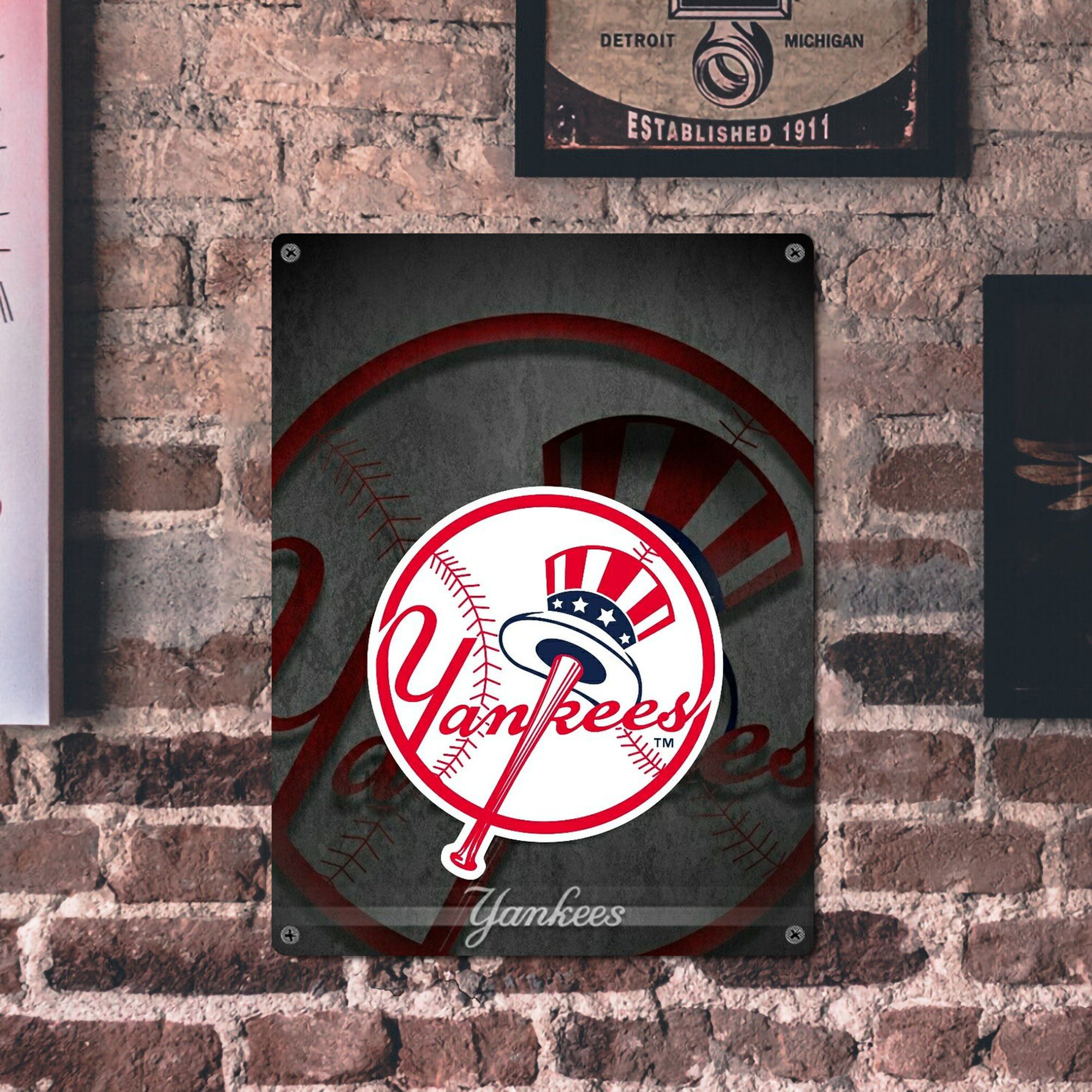 New York Yankees 228 Vintage Metal Tin Sign 12x16inch – Retro Wall Art Decor For Home, Bar, Kitchen, Bedroom, Office – Durable Iron Sheet Poster, Easy To Hang, Full-Color Printing