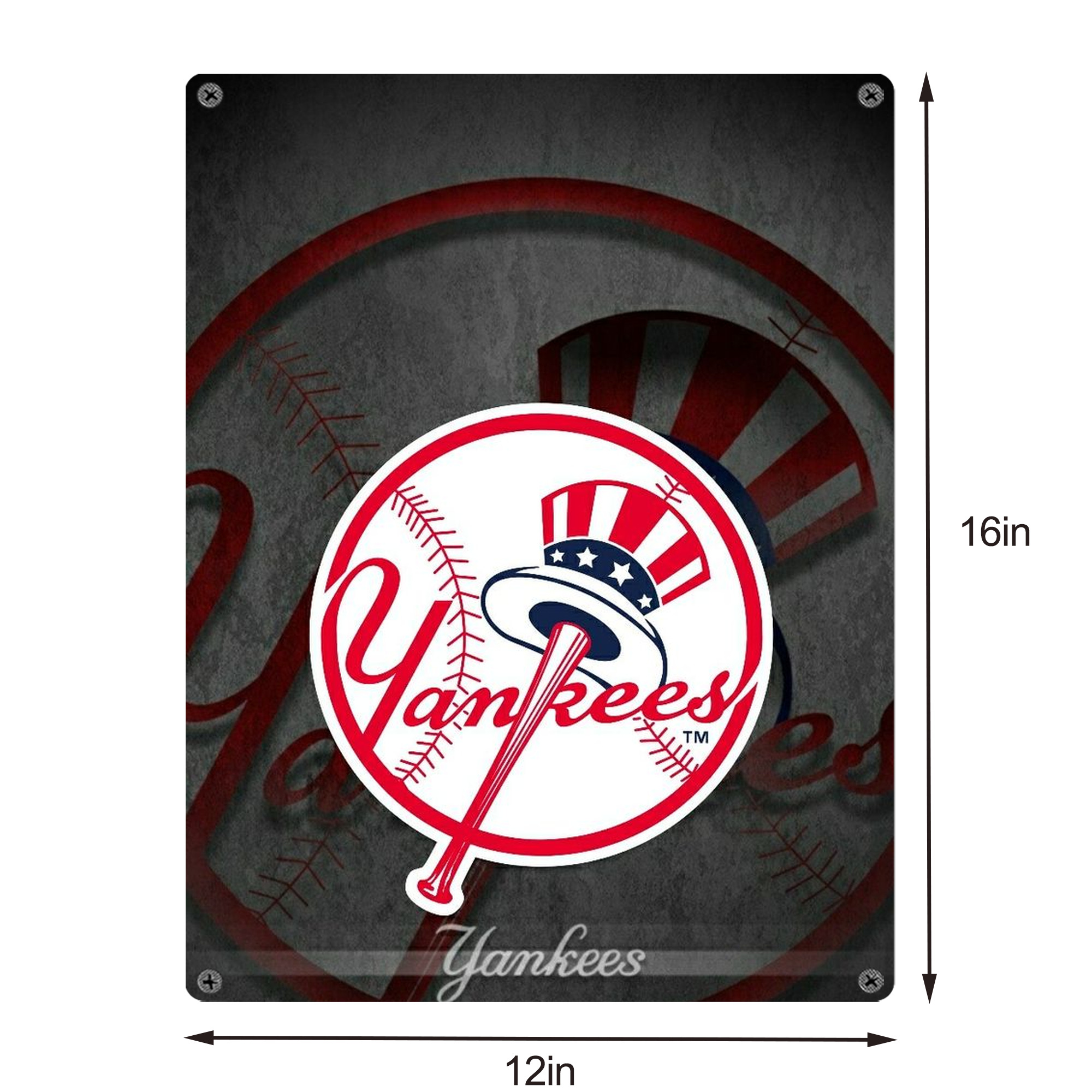 New York Yankees 228 Vintage Metal Tin Sign 12x16inch – Retro Wall Art Decor For Home, Bar, Kitchen, Bedroom, Office – Durable Iron Sheet Poster, Easy To Hang, Full-Color Printing