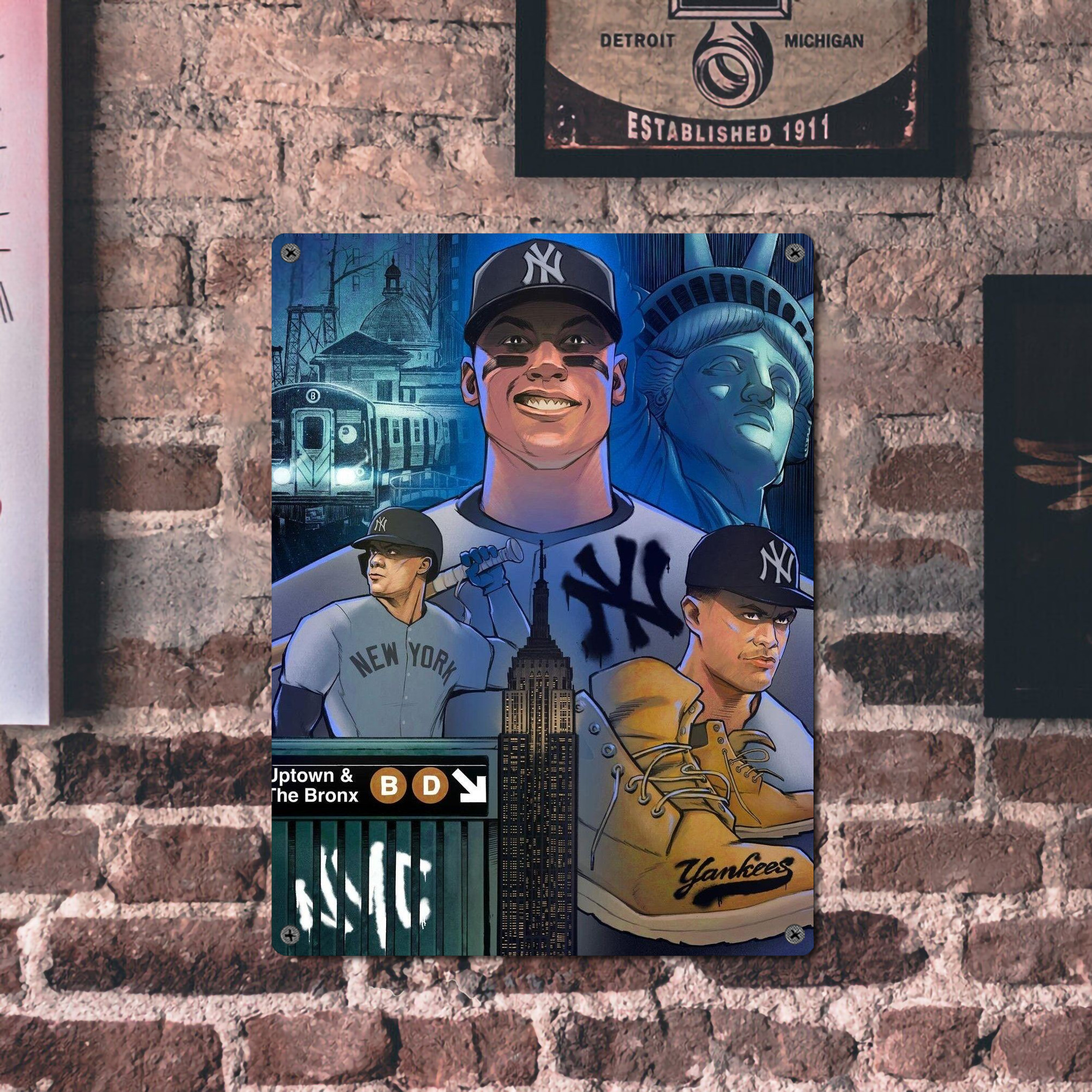 New York Yankees 298 Vintage Metal Tin Sign 12x16inch – Retro Wall Art Decor For Home, Bar, Kitchen, Bedroom, Office – Durable Iron Sheet Poster, Easy To Hang, Full-Color Printing