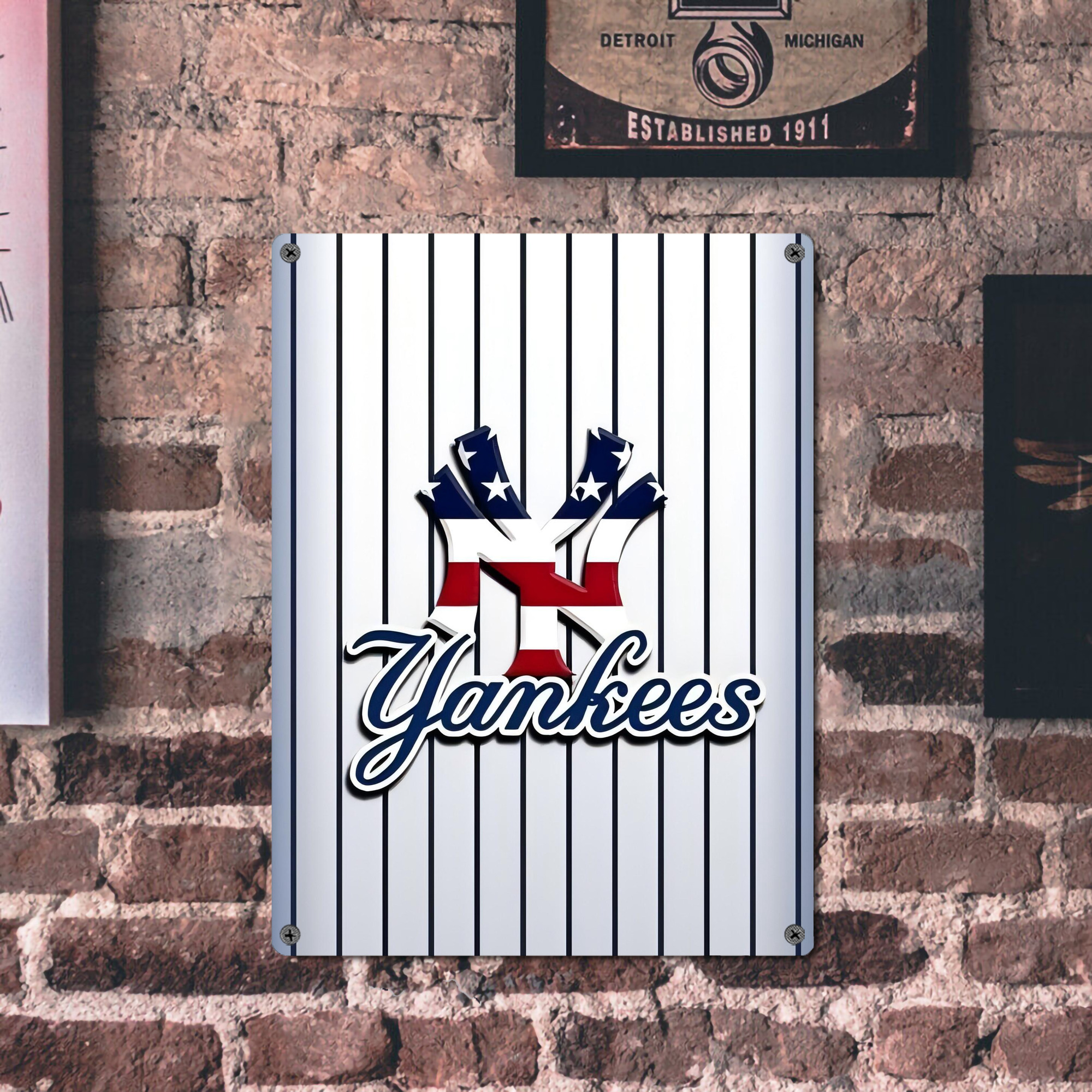 New York Yankees 227 Vintage Metal Tin Sign 12x16inch – Retro Wall Art Decor For Home, Bar, Kitchen, Bedroom, Office – Durable Iron Sheet Poster, Easy To Hang, Full-Color Printing