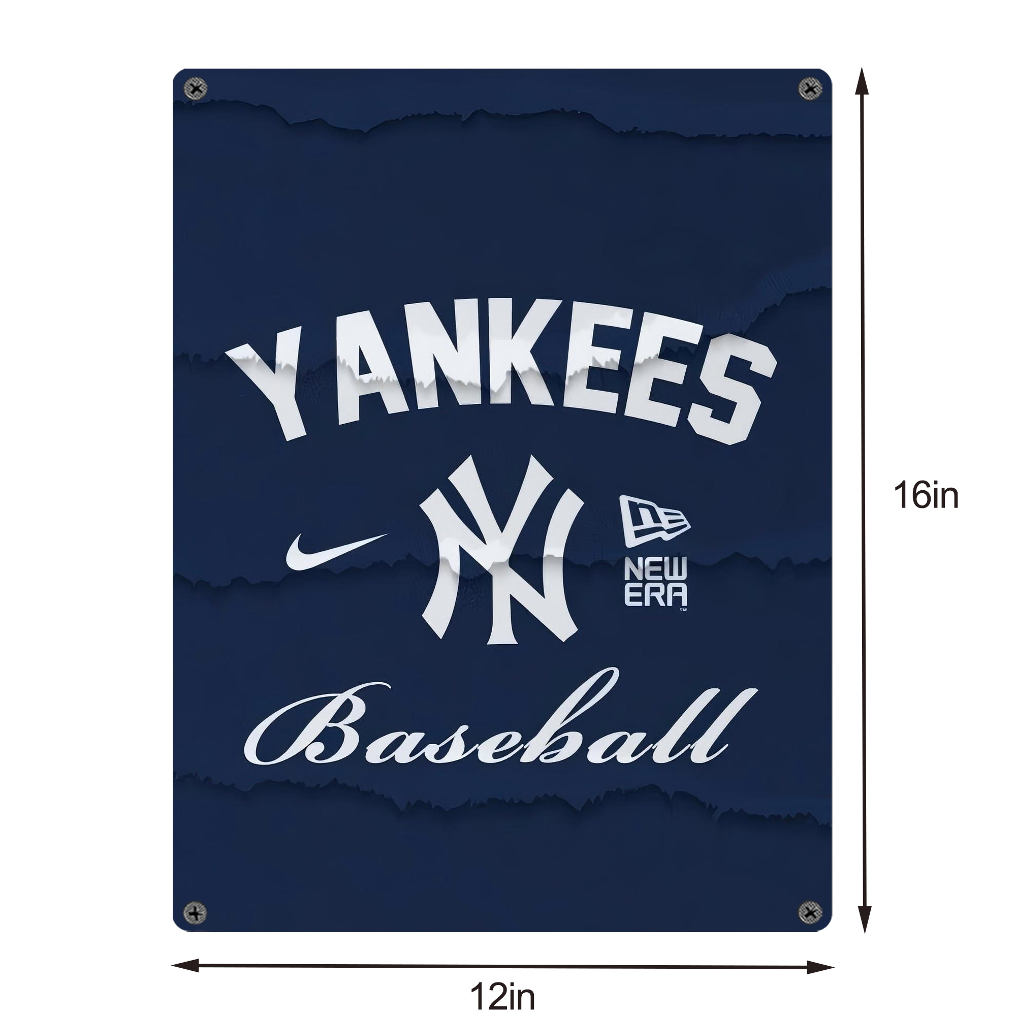New York Yankees 167 Vintage Metal Tin Sign 12x16inch – Retro Wall Art Decor For Home, Bar, Kitchen, Bedroom, Office – Durable Iron Sheet Poster, Easy To Hang, Full-Color Printing