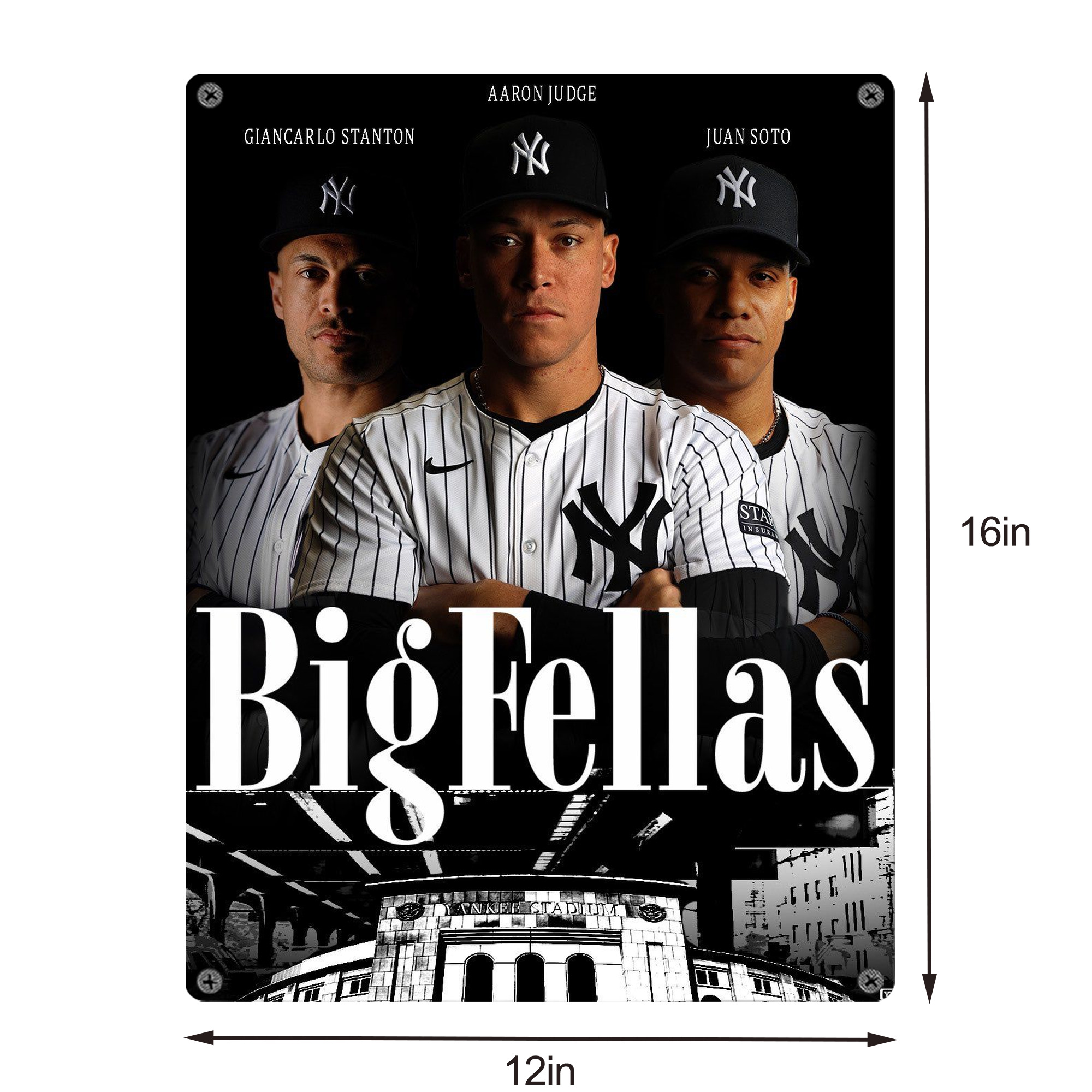 New York Yankees 341 Vintage Metal Tin Sign 12x16inch – Retro Wall Art Decor For Home, Bar, Kitchen, Bedroom, Office – Durable Iron Sheet Poster, Easy To Hang, Full-Color Printing