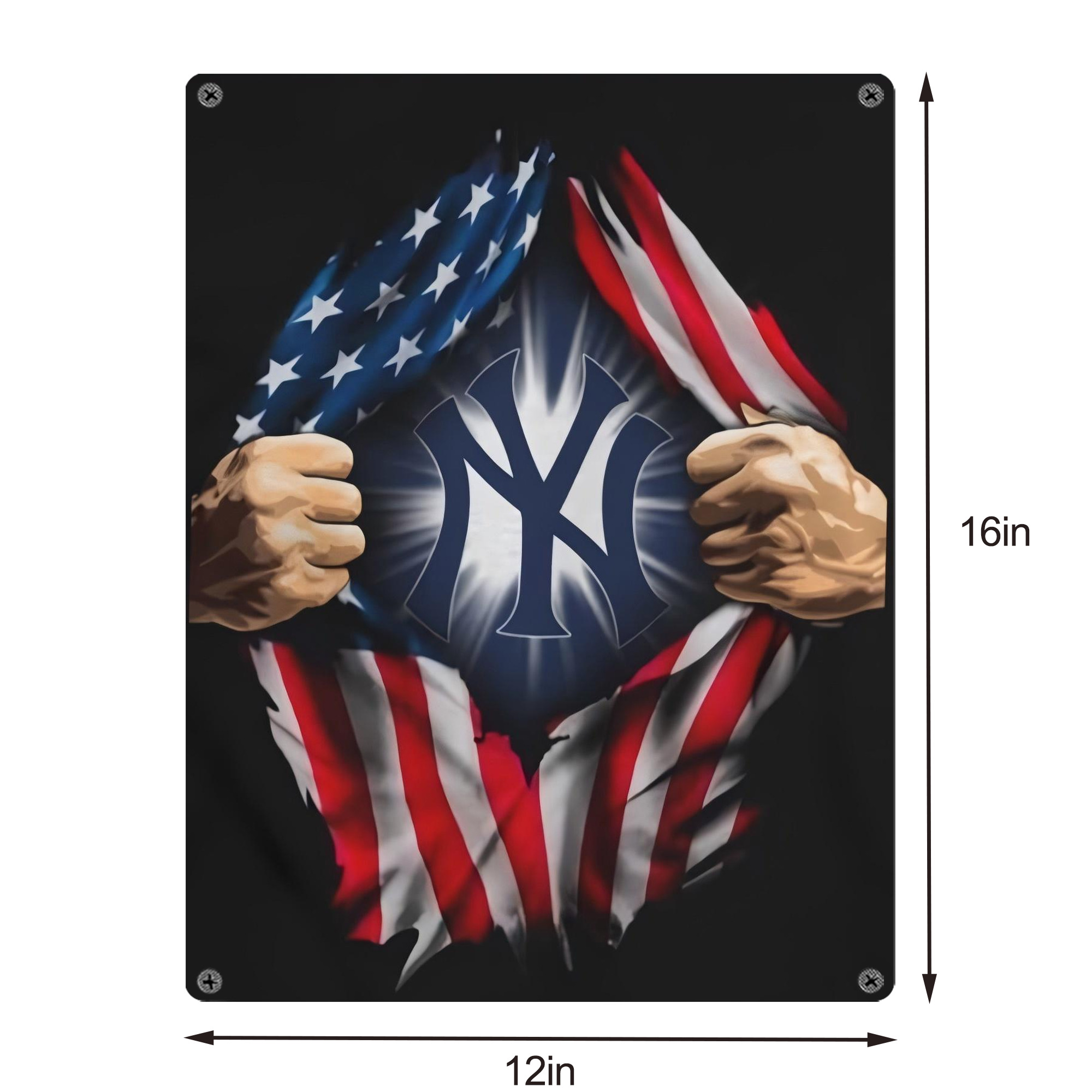 New York Yankees US Flag Yankees Inside Me Vintage Metal Tin Sign 12x16inch – Retro Wall Art Decor For Home, Bar, Kitchen, Bedroom, Office – Durable Iron Sheet Poster, Easy To Hang, Full-Color Printing