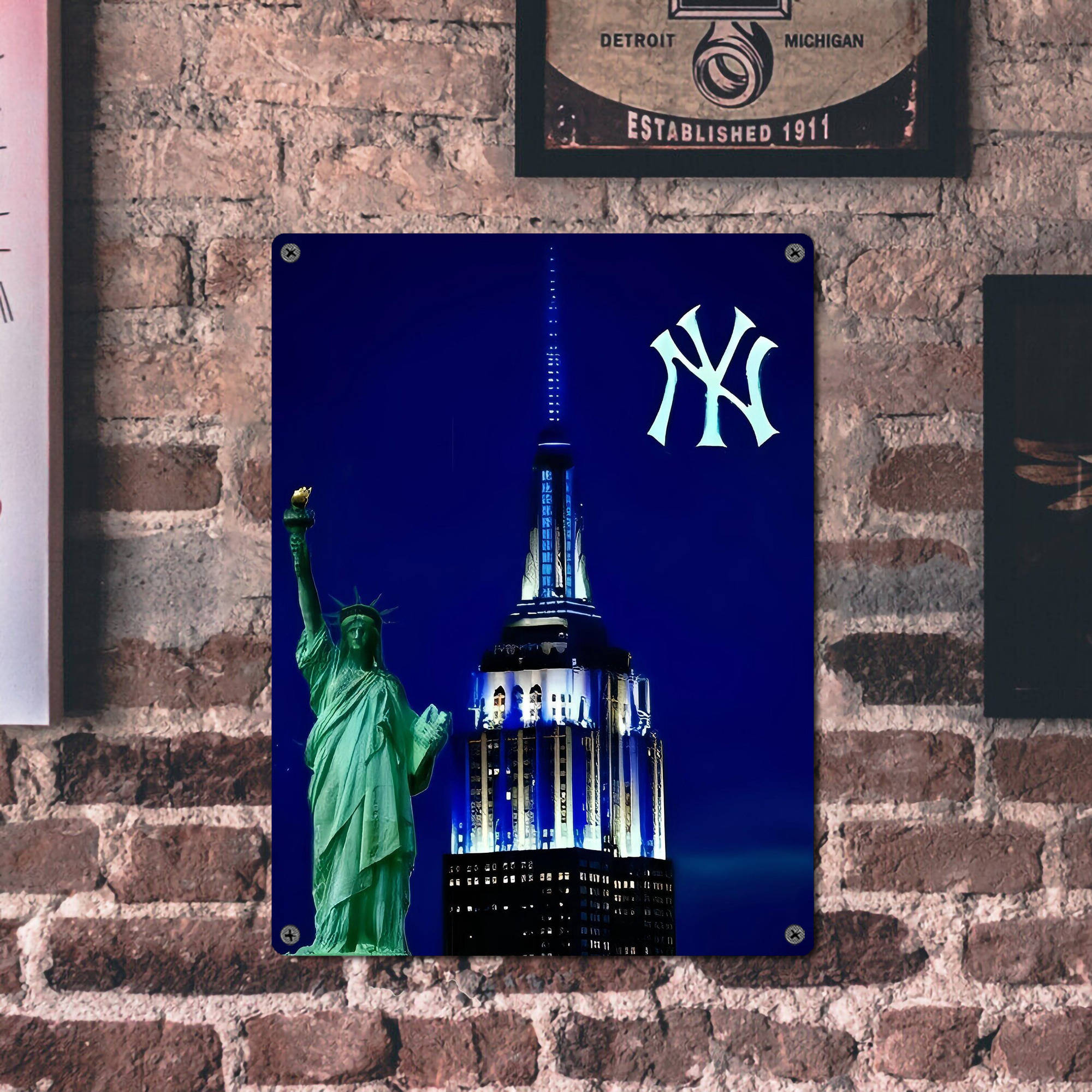 New York Yankees 175 Vintage Metal Tin Sign 12x16inch – Retro Wall Art Decor For Home, Bar, Kitchen, Bedroom, Office – Durable Iron Sheet Poster, Easy To Hang, Full-Color Printing