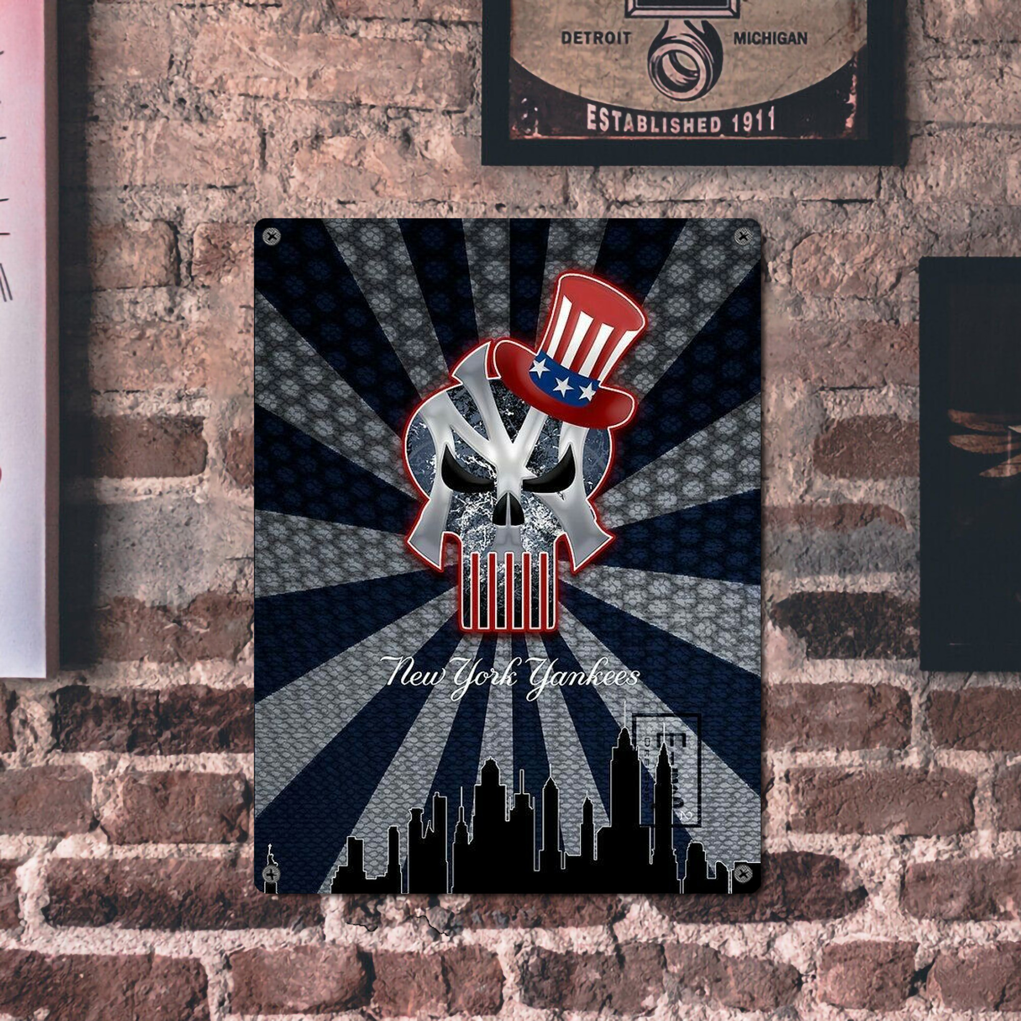 New York Yankees 340 Vintage Metal Tin Sign 12x16inch – Retro Wall Art Decor For Home, Bar, Kitchen, Bedroom, Office – Durable Iron Sheet Poster, Easy To Hang, Full-Color Printing