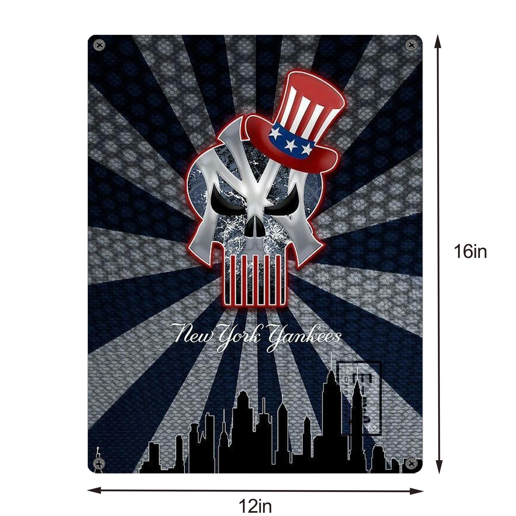 New York Yankees 340 Vintage Metal Tin Sign 12x16inch – Retro Wall Art Decor For Home, Bar, Kitchen, Bedroom, Office – Durable Iron Sheet Poster, Easy To Hang, Full-Color Printing