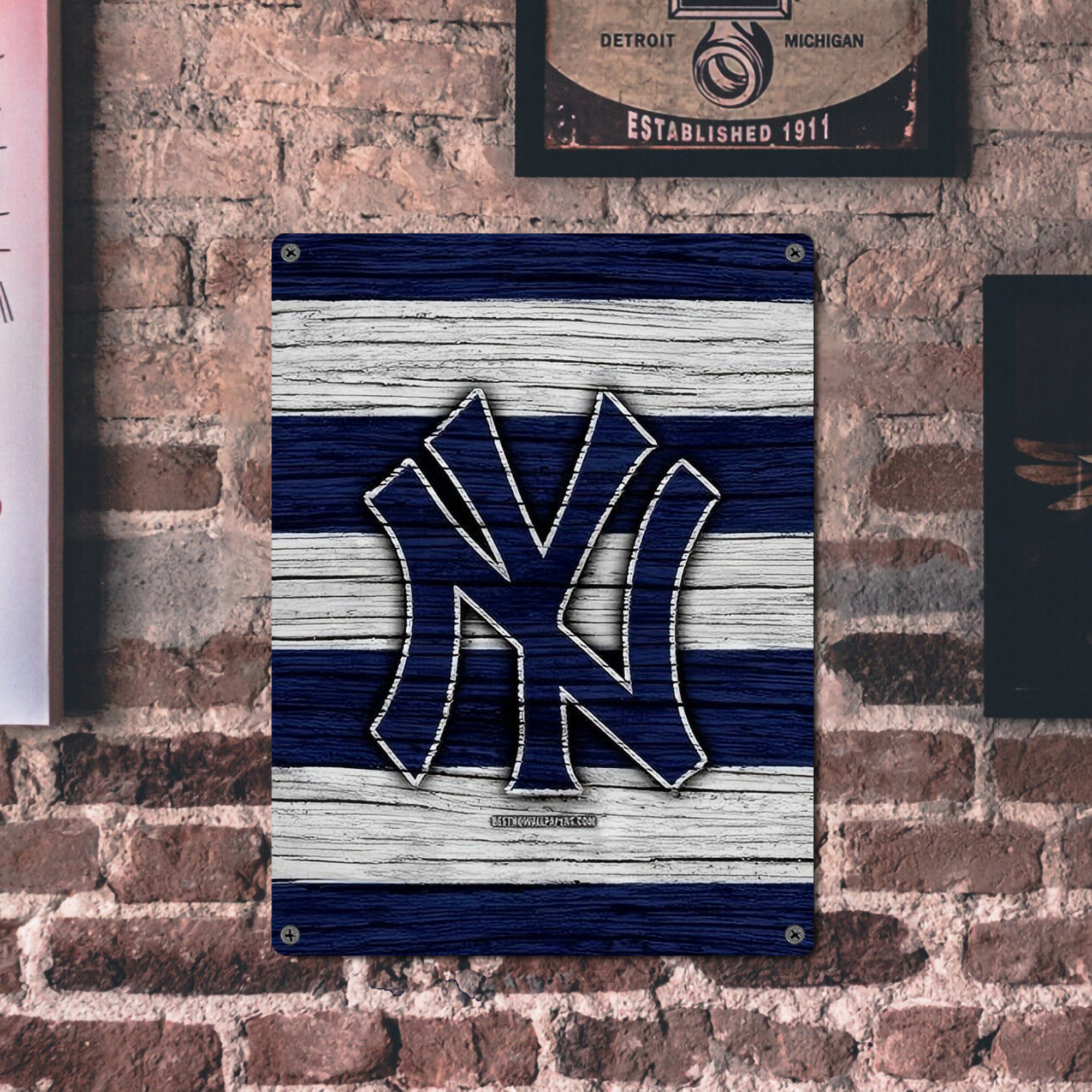 New York Yankees 187 Vintage Metal Tin Sign 12x16inch – Retro Wall Art Decor For Home, Bar, Kitchen, Bedroom, Office – Durable Iron Sheet Poster, Easy To Hang, Full-Color Printing
