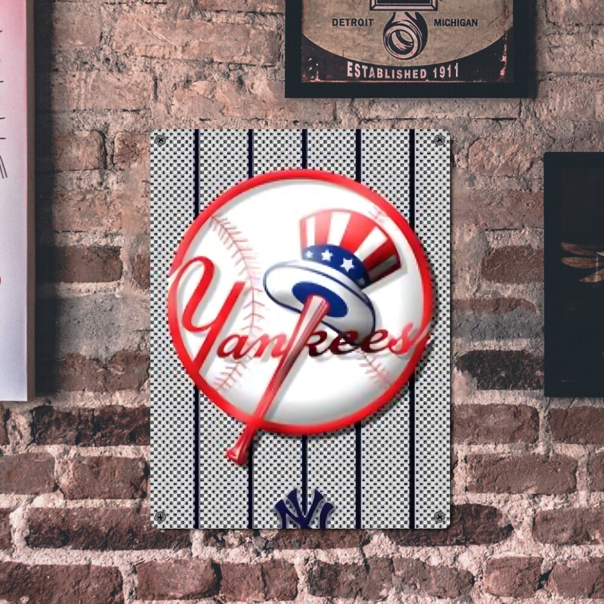 New York Yankees 191 Vintage Metal Tin Sign 12x16inch – Retro Wall Art Decor For Home, Bar, Kitchen, Bedroom, Office – Durable Iron Sheet Poster, Easy To Hang, Full-Color Printing
