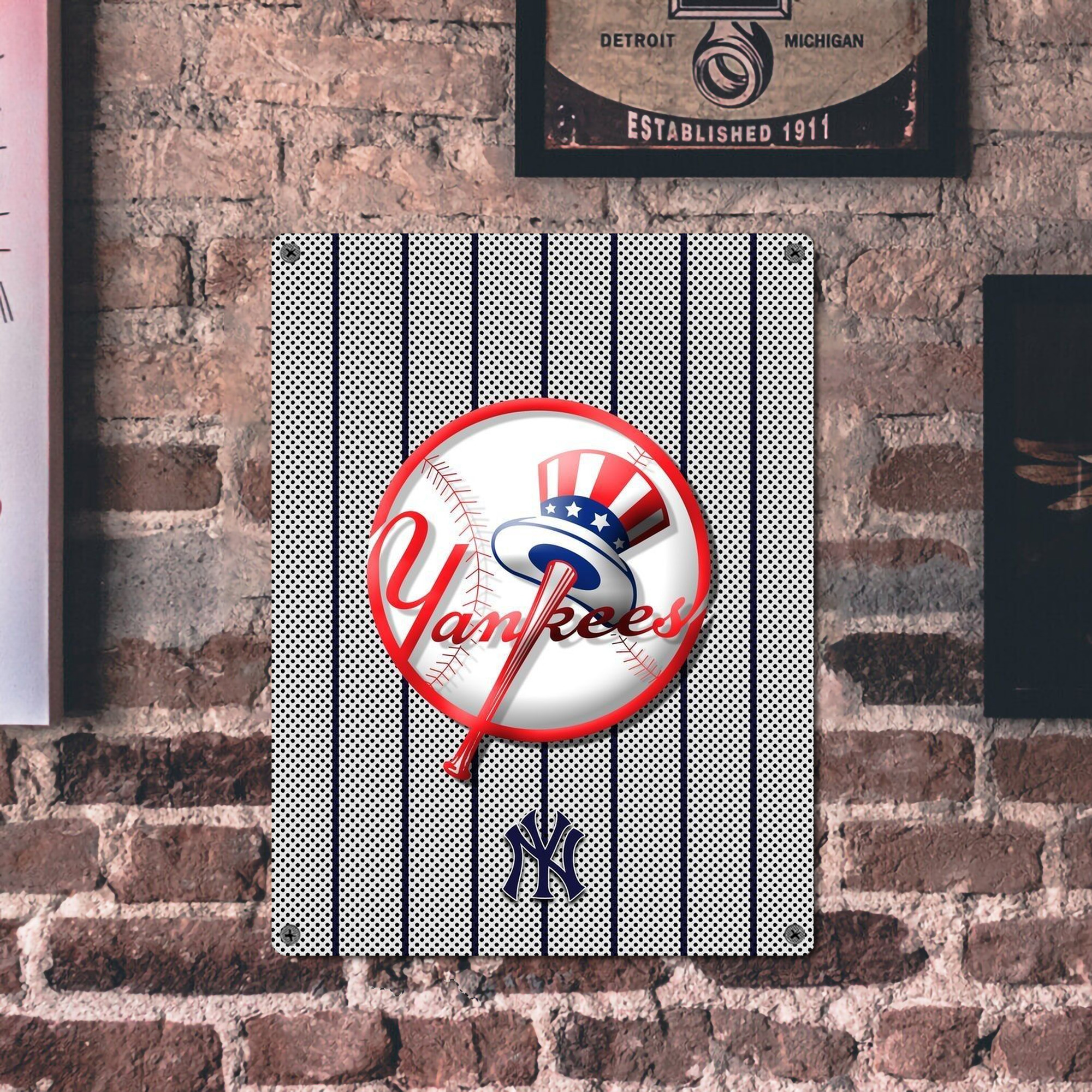 New York Yankees 197 Vintage Metal Tin Sign 12x16inch – Retro Wall Art Decor For Home, Bar, Kitchen, Bedroom, Office – Durable Iron Sheet Poster, Easy To Hang, Full-Color Printing