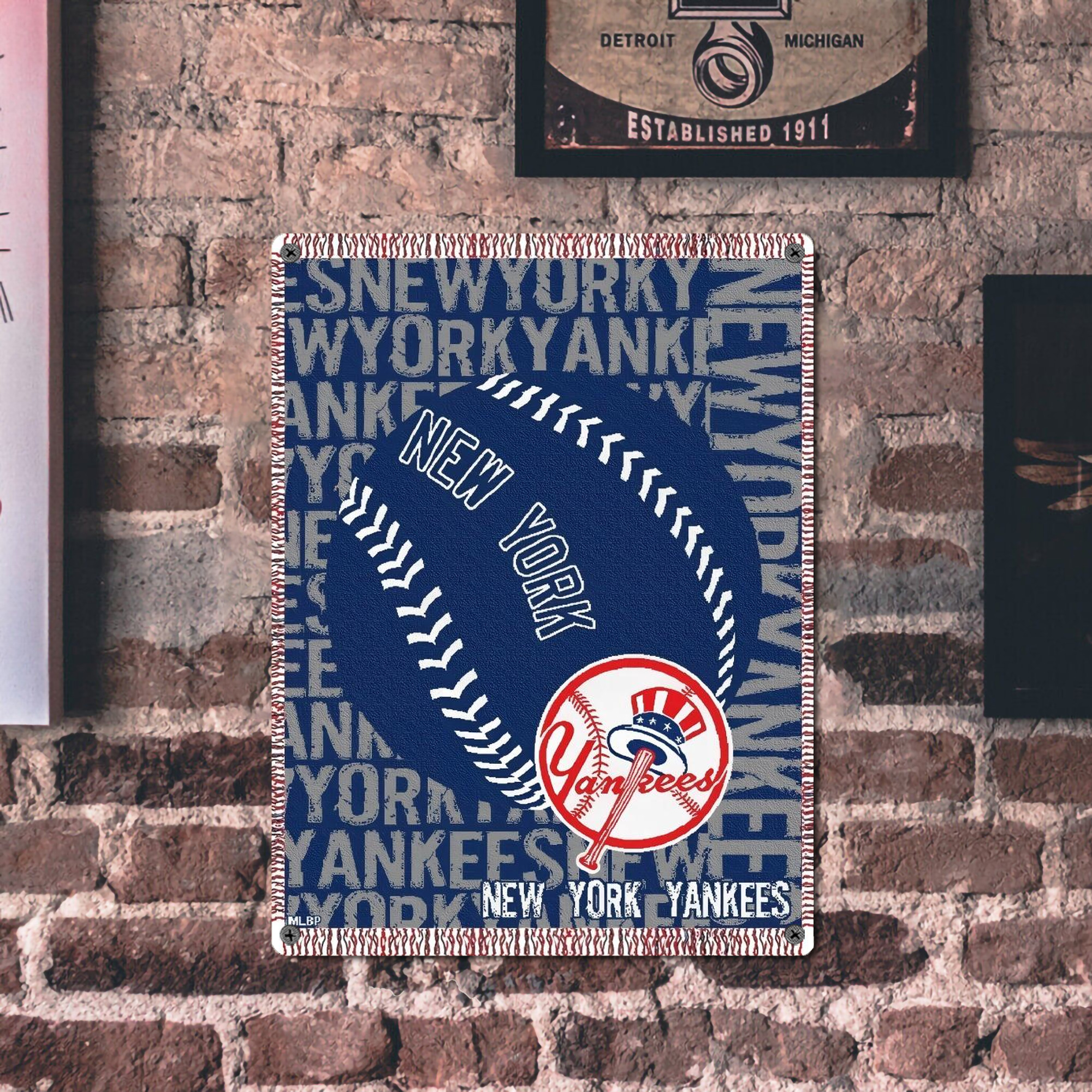 New York Yankees 198 Vintage Metal Tin Sign 12x16inch – Retro Wall Art Decor For Home, Bar, Kitchen, Bedroom, Office – Durable Iron Sheet Poster, Easy To Hang, Full-Color Printing