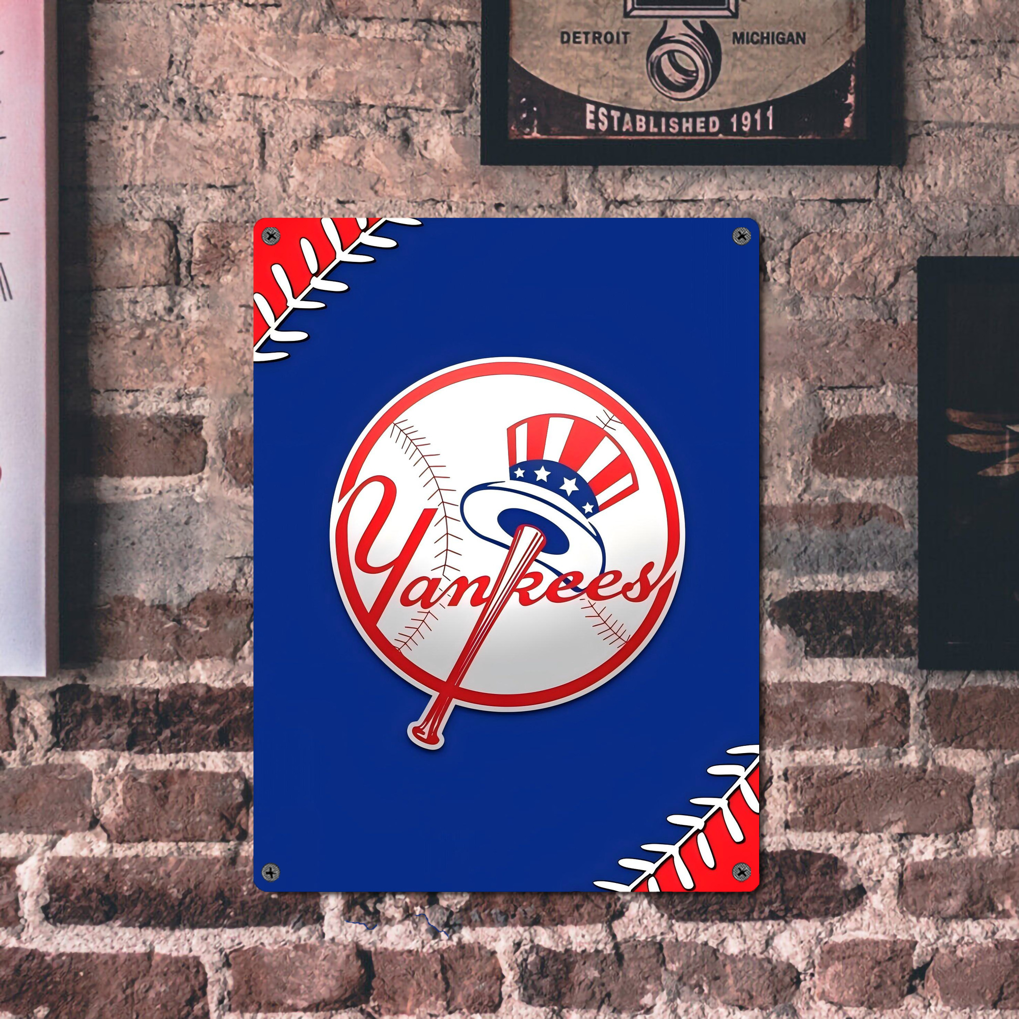 New York Yankees 203 Vintage Metal Tin Sign 12x16inch – Retro Wall Art Decor For Home, Bar, Kitchen, Bedroom, Office – Durable Iron Sheet Poster, Easy To Hang, Full-Color Printing