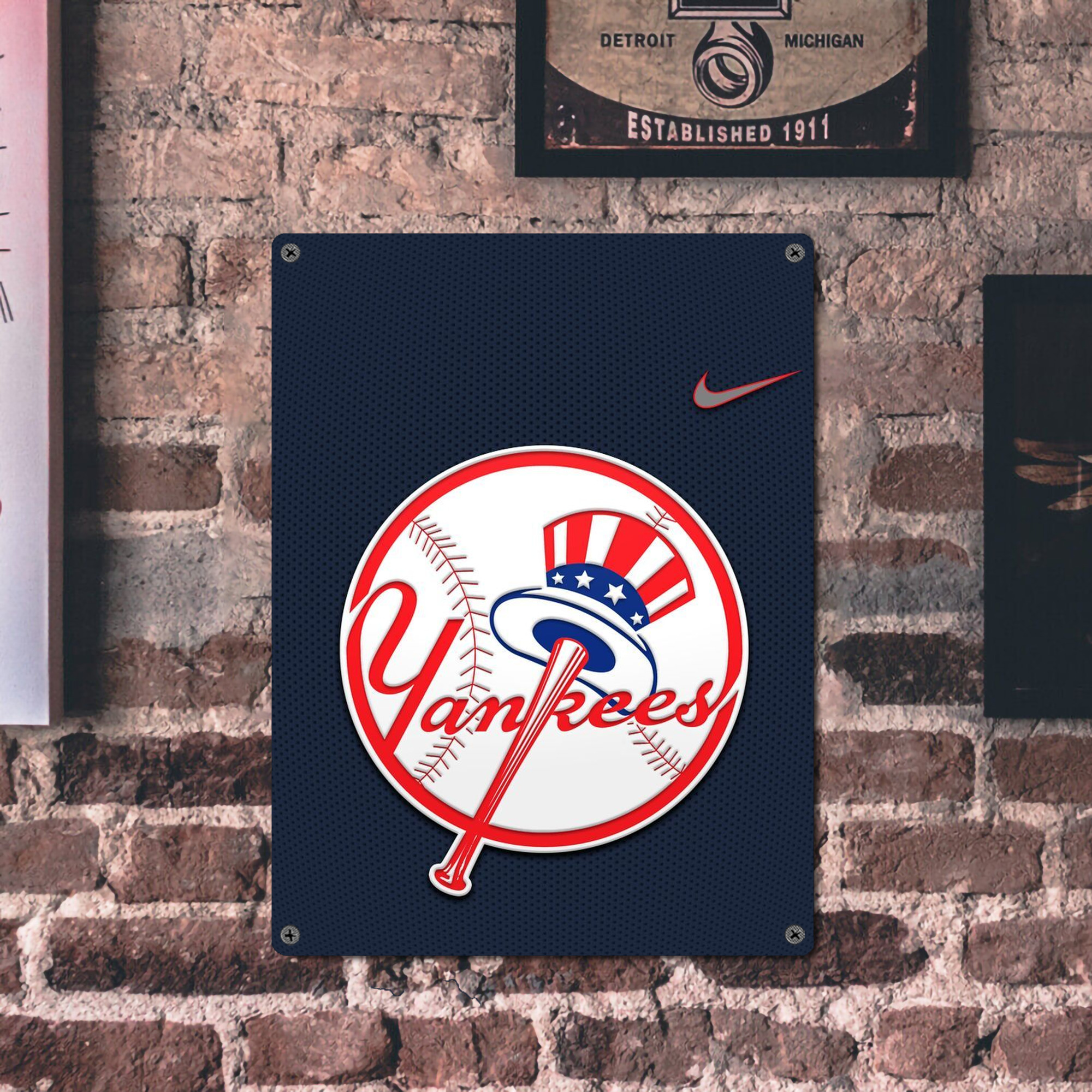 New York Yankees 208 Vintage Metal Tin Sign 12x16inch – Retro Wall Art Decor For Home, Bar, Kitchen, Bedroom, Office – Durable Iron Sheet Poster, Easy To Hang, Full-Color Printing