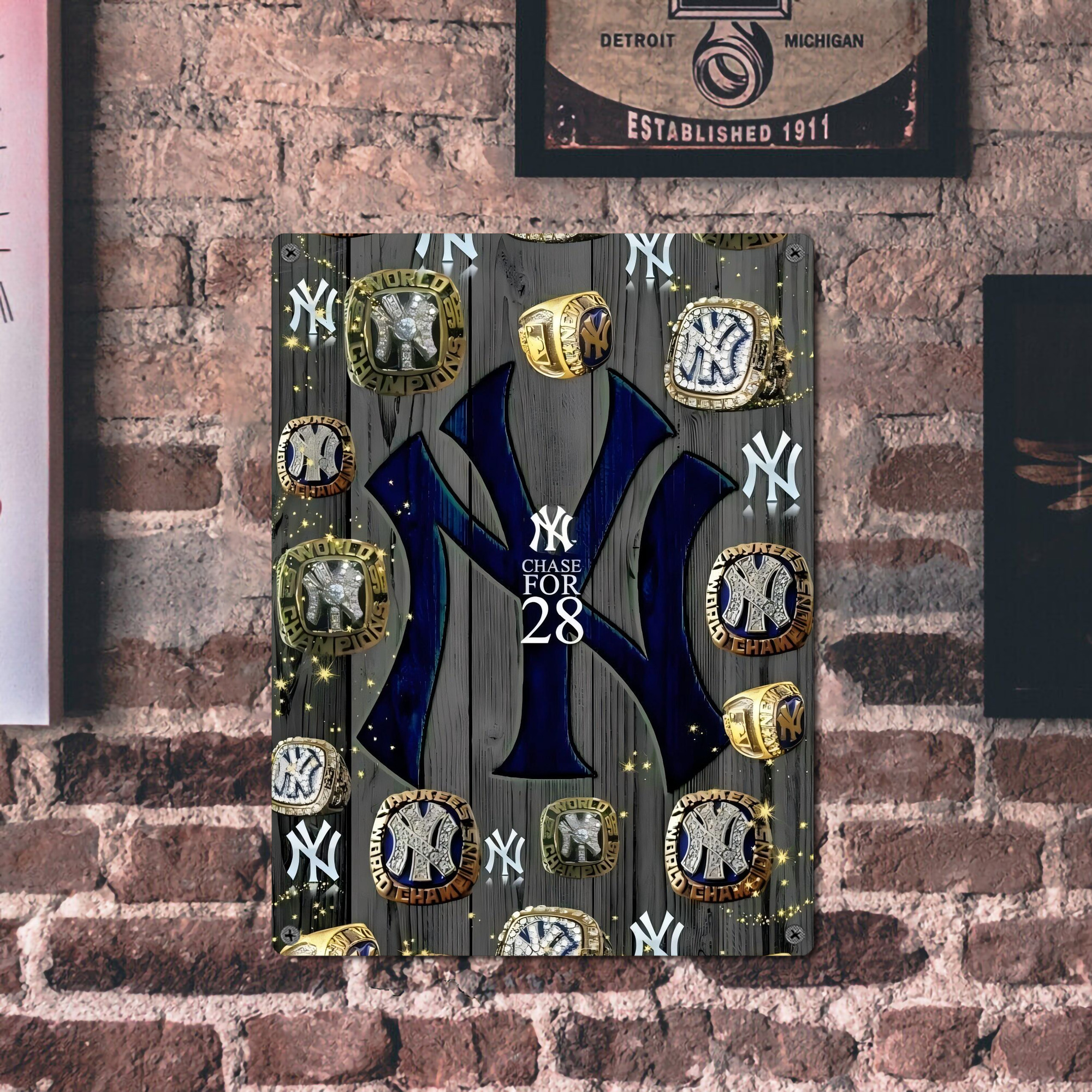 New York Yankees 209 Vintage Metal Tin Sign 12x16inch – Retro Wall Art Decor For Home, Bar, Kitchen, Bedroom, Office – Durable Iron Sheet Poster, Easy To Hang, Full-Color Printing