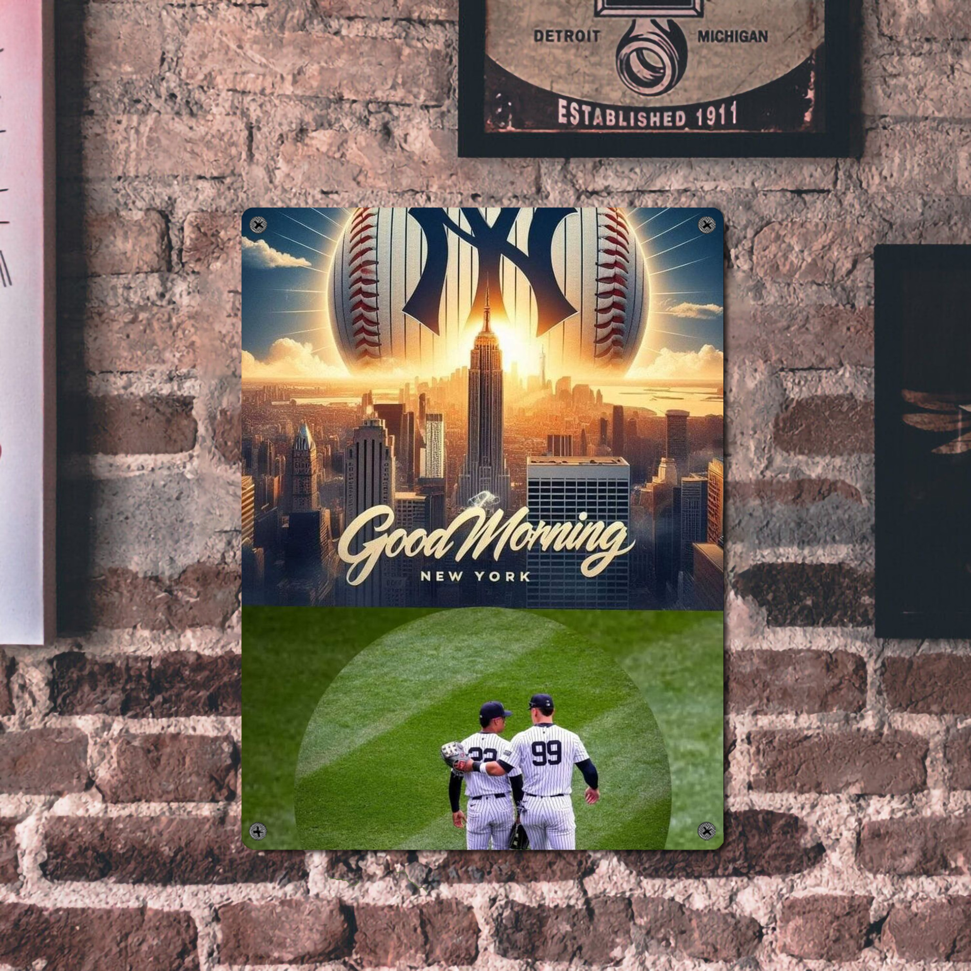 New York Yankees 218 Vintage Metal Tin Sign 12x16inch – Retro Wall Art Decor For Home, Bar, Kitchen, Bedroom, Office – Durable Iron Sheet Poster, Easy To Hang, Full-Color Printing