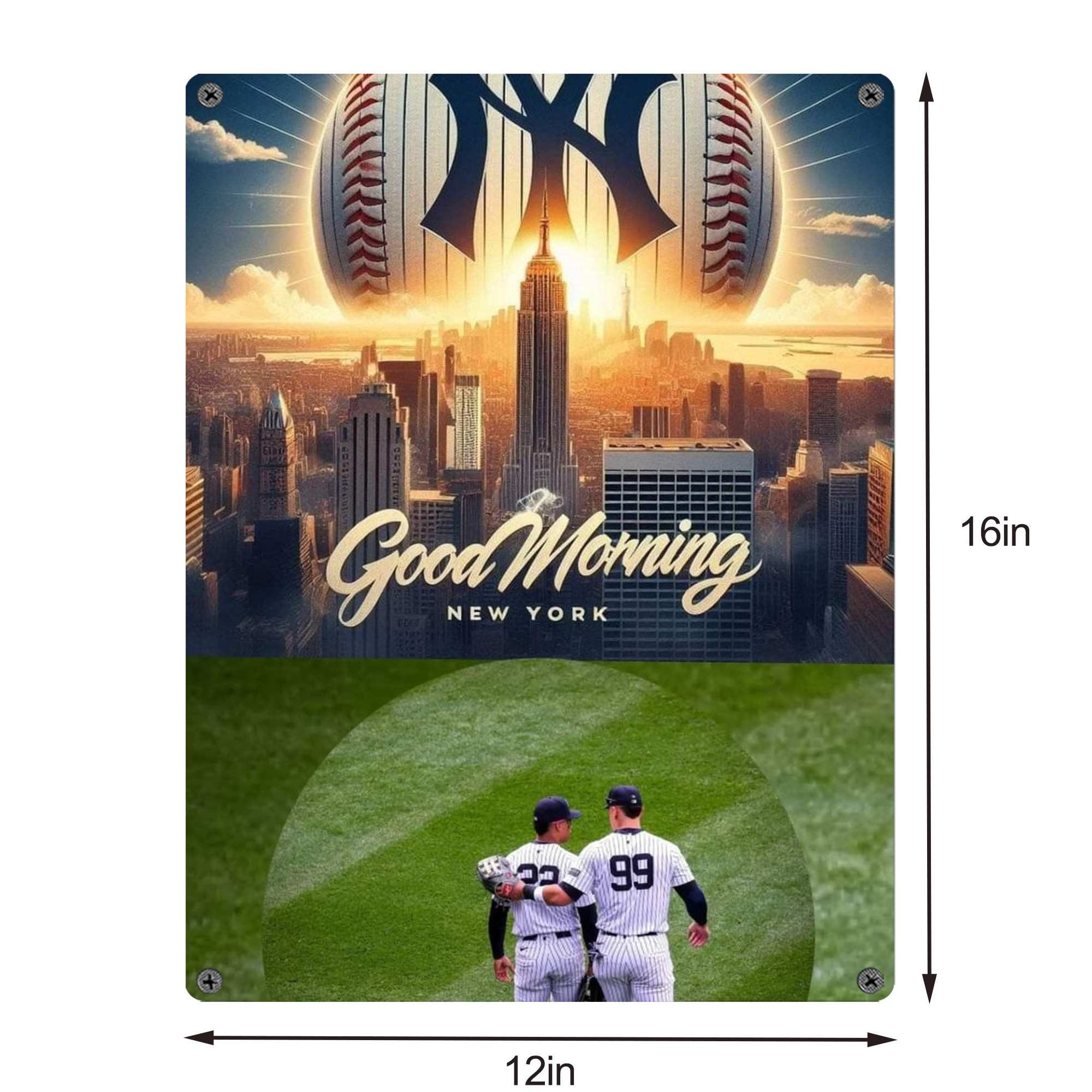 New York Yankees 218 Vintage Metal Tin Sign 12x16inch – Retro Wall Art Decor For Home, Bar, Kitchen, Bedroom, Office – Durable Iron Sheet Poster, Easy To Hang, Full-Color Printing