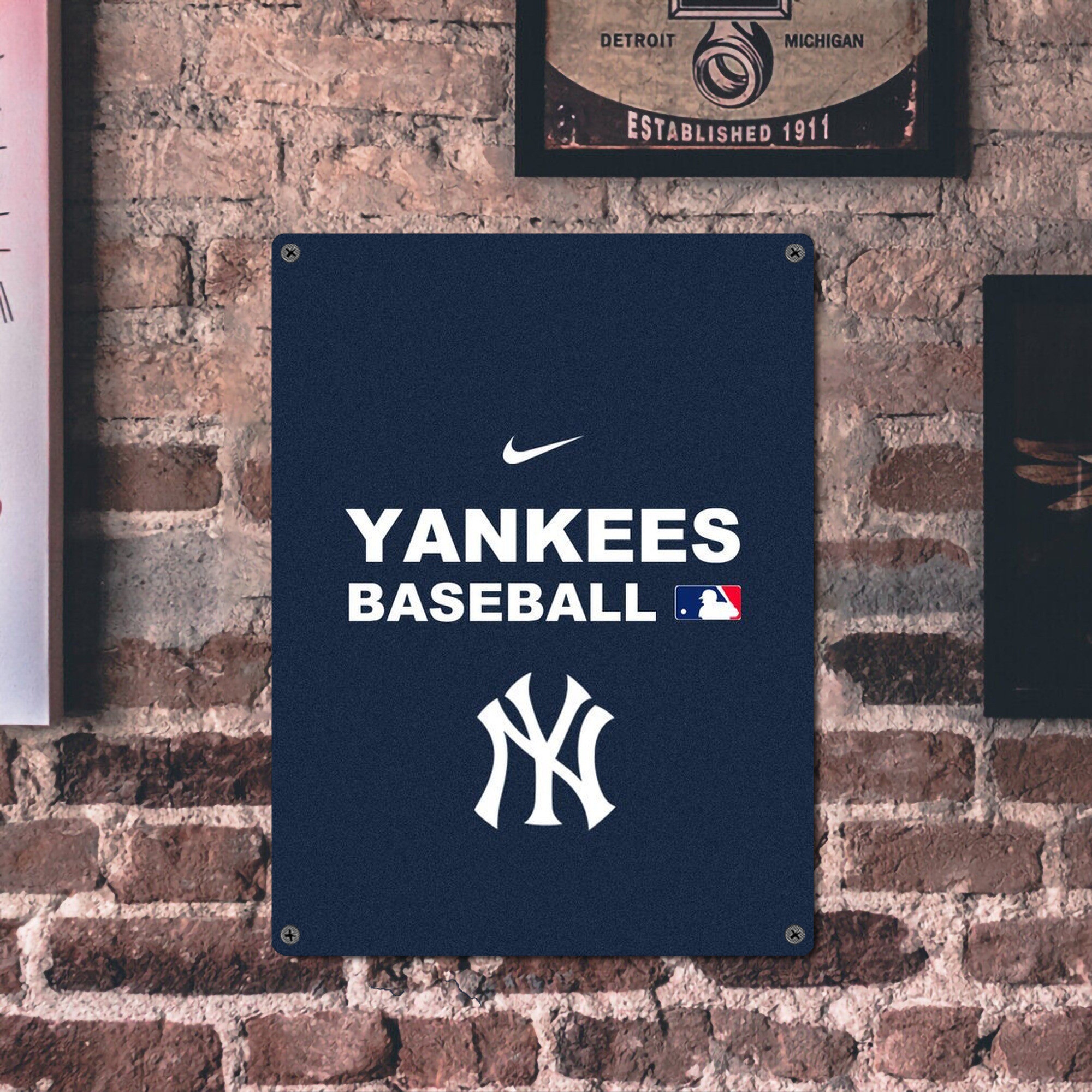 New York Yankees 214 Vintage Metal Tin Sign 12x16inch – Retro Wall Art Decor For Home, Bar, Kitchen, Bedroom, Office – Durable Iron Sheet Poster, Easy To Hang, Full-Color Printing