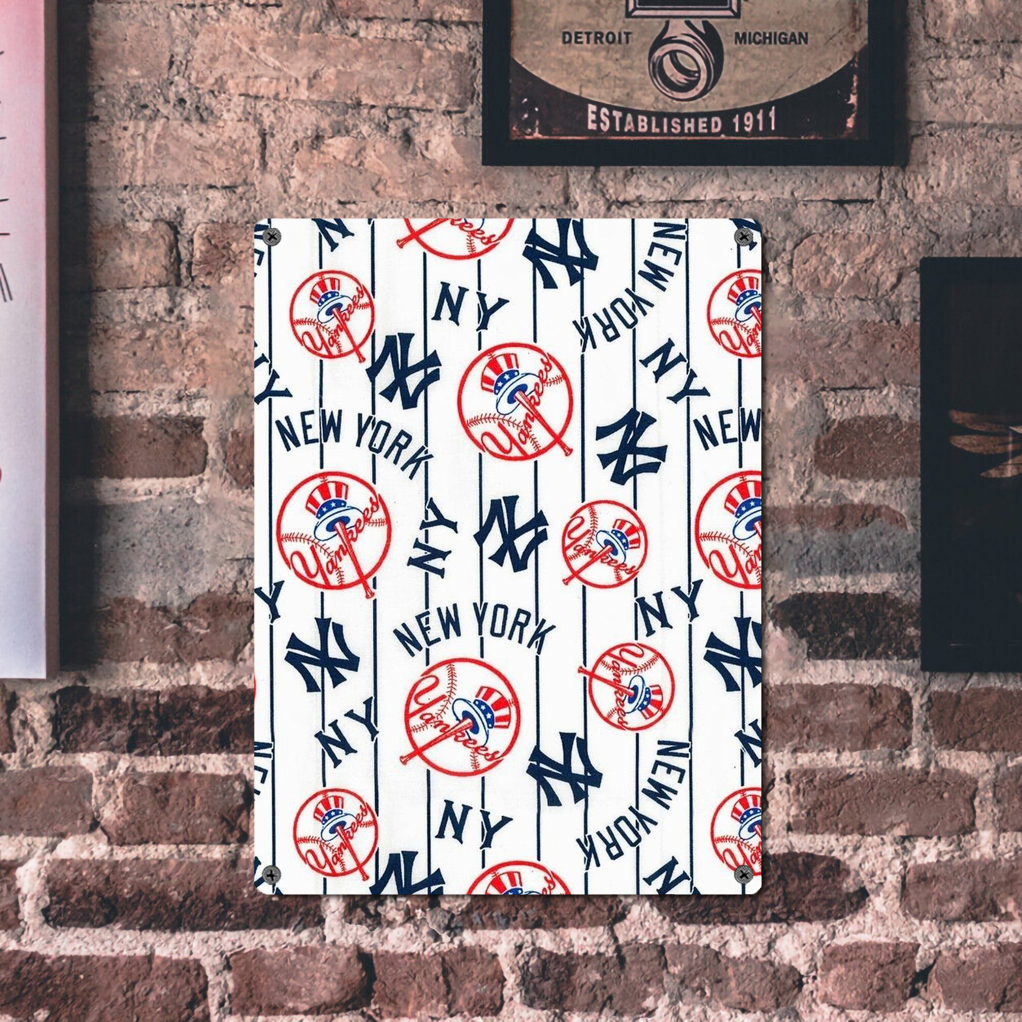 New York Yankees 219 Vintage Metal Tin Sign 12x16inch – Retro Wall Art Decor For Home, Bar, Kitchen, Bedroom, Office – Durable Iron Sheet Poster, Easy To Hang, Full-Color Printing