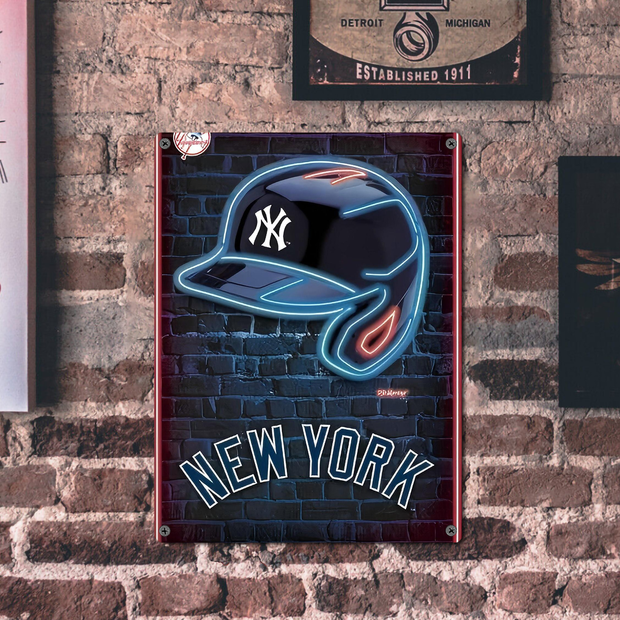 New York Yankees 230 Vintage Metal Tin Sign 12x16inch – Retro Wall Art Decor For Home, Bar, Kitchen, Bedroom, Office – Durable Iron Sheet Poster, Easy To Hang, Full-Color Printing