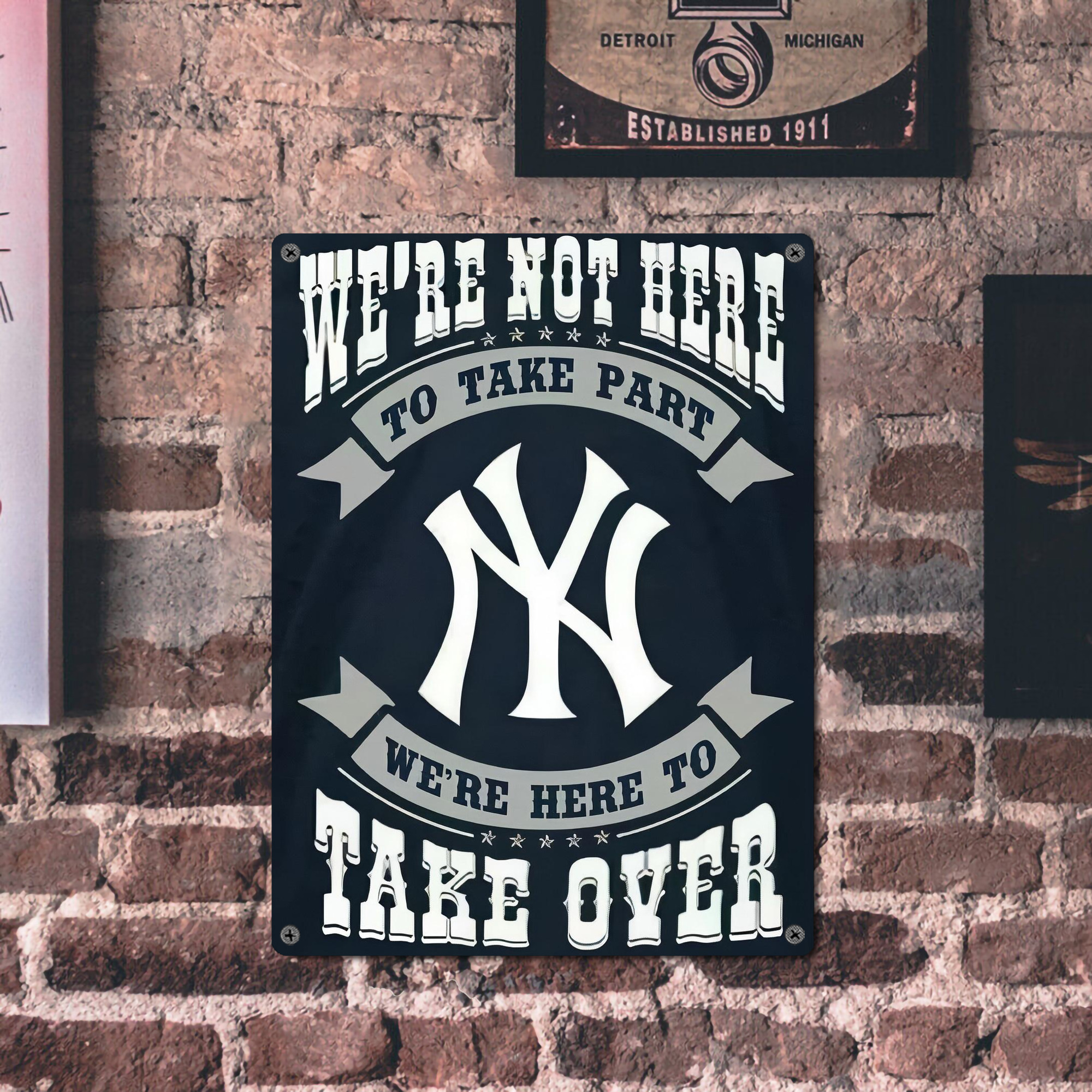 New York Yankees 302 Vintage Metal Tin Sign 12x16inch – Retro Wall Art Decor For Home, Bar, Kitchen, Bedroom, Office – Durable Iron Sheet Poster, Easy To Hang, Full-Color Printing