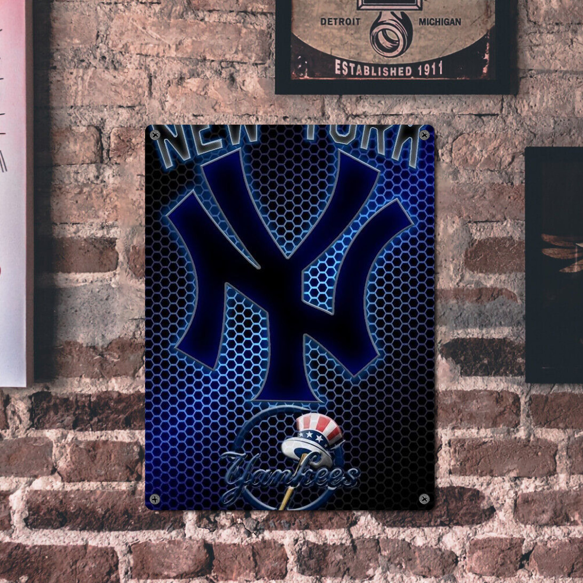 New York Yankees 319 Vintage Metal Tin Sign 12x16inch – Retro Wall Art Decor For Home, Bar, Kitchen, Bedroom, Office – Durable Iron Sheet Poster, Easy To Hang, Full-Color Printing
