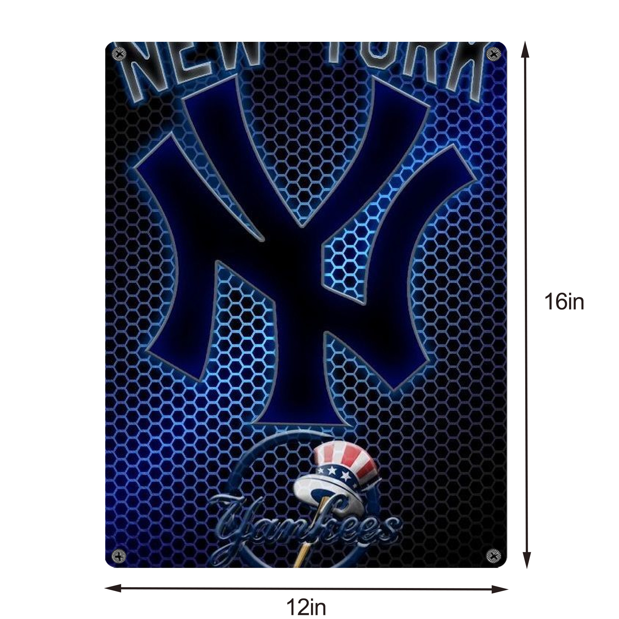 New York Yankees 319 Vintage Metal Tin Sign 12x16inch – Retro Wall Art Decor For Home, Bar, Kitchen, Bedroom, Office – Durable Iron Sheet Poster, Easy To Hang, Full-Color Printing