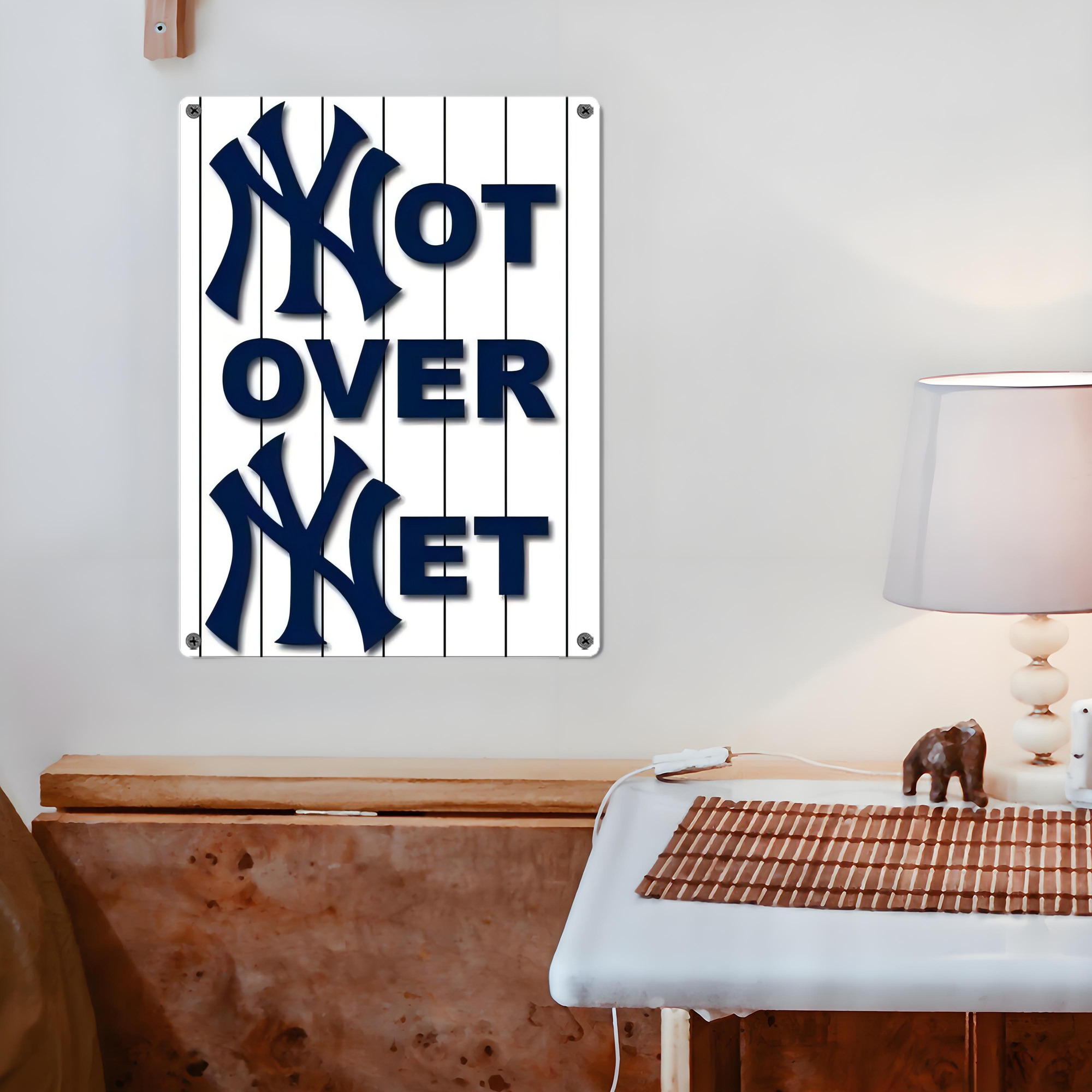 New York Yankees Not over Net Vintage Metal Tin Sign 12x16inch – Retro Wall Art Decor For Home, Bar, Kitchen, Bedroom, Office – Durable Iron Sheet Poster, Easy To Hang, Full-Color Printing