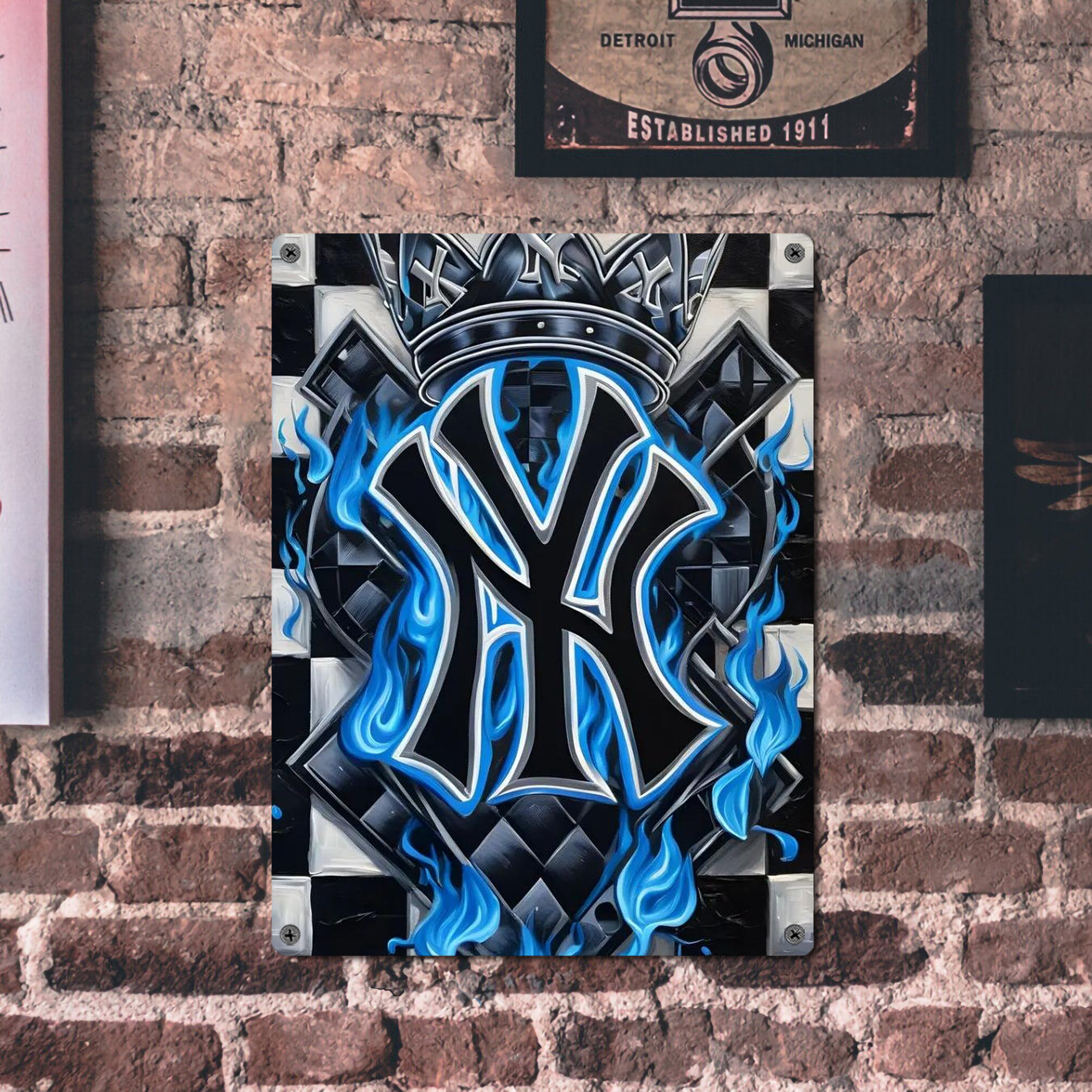 New York Yankees 324 Vintage Metal Tin Sign 12x16inch – Retro Wall Art Decor For Home, Bar, Kitchen, Bedroom, Office – Durable Iron Sheet Poster, Easy To Hang, Full-Color Printing