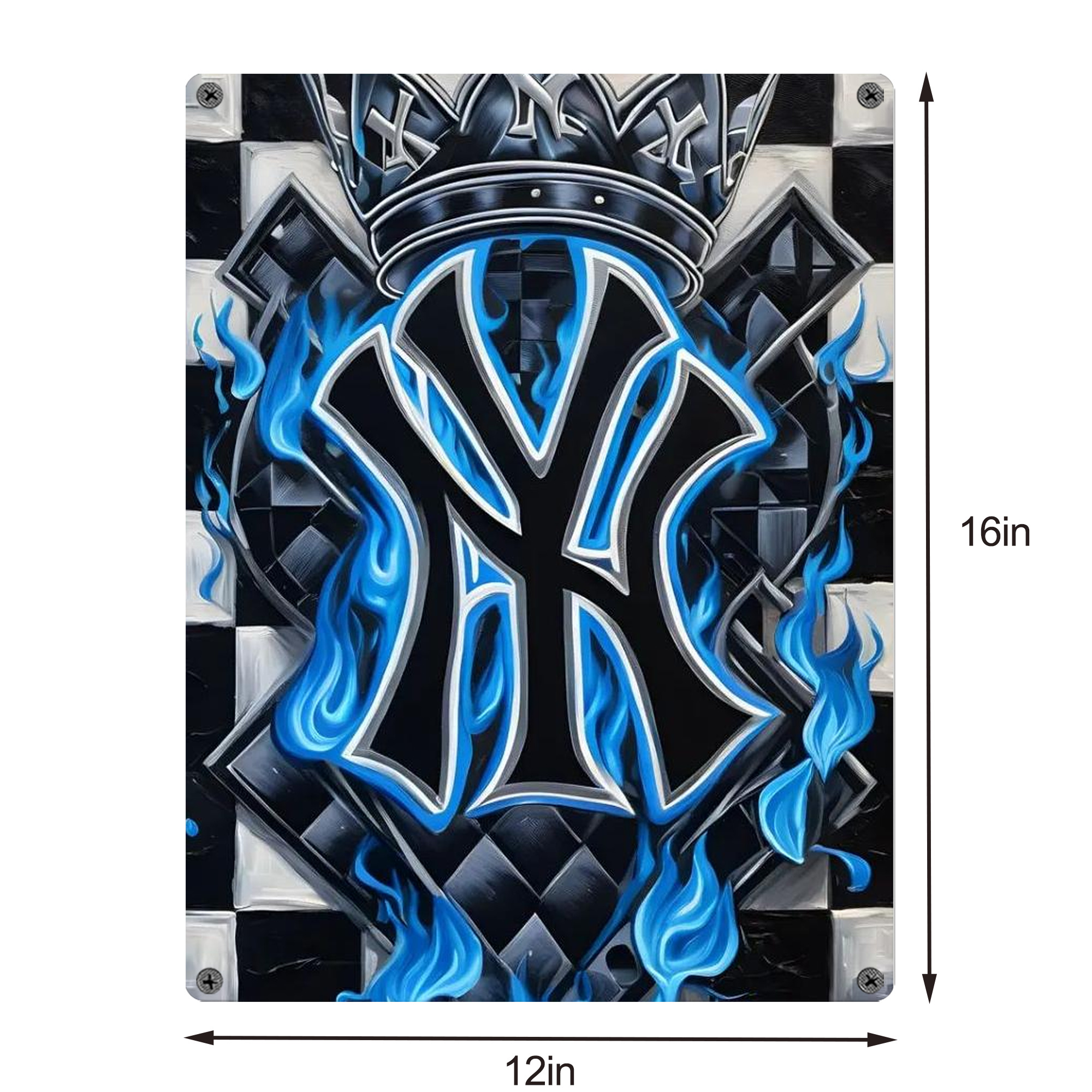 New York Yankees 324 Vintage Metal Tin Sign 12x16inch – Retro Wall Art Decor For Home, Bar, Kitchen, Bedroom, Office – Durable Iron Sheet Poster, Easy To Hang, Full-Color Printing