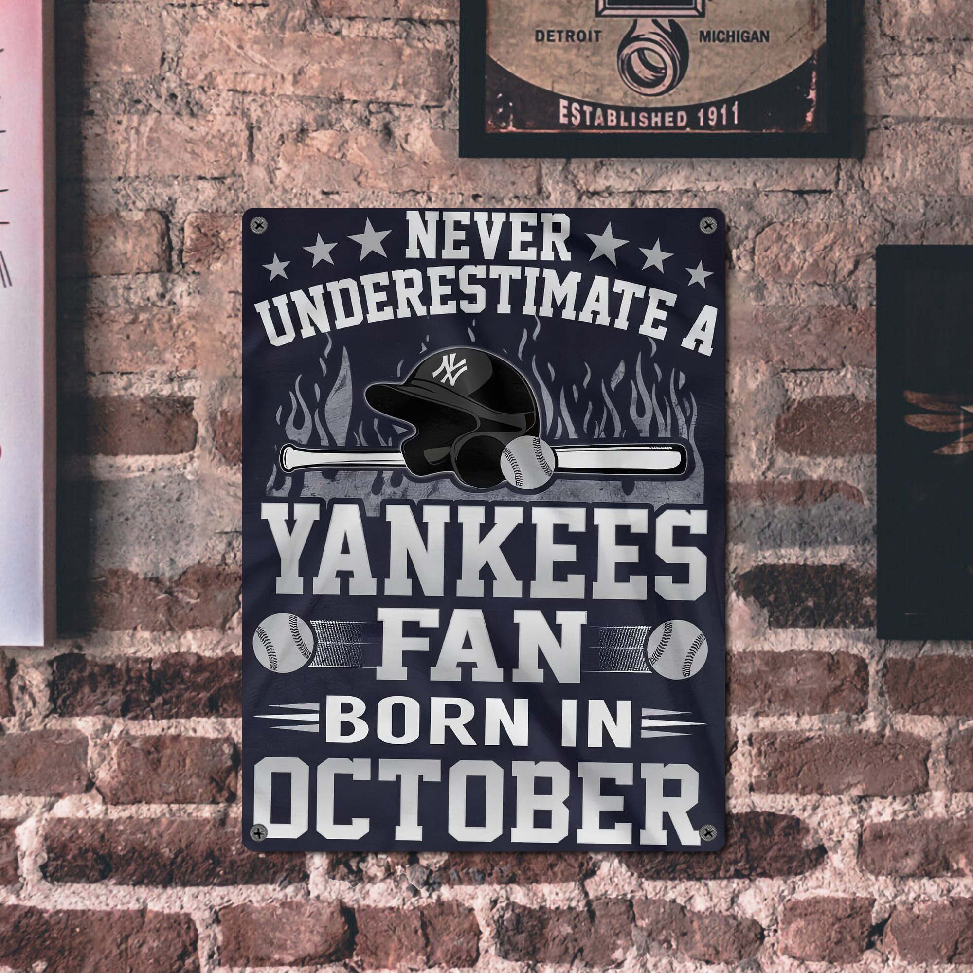 New York Yankees 349 Vintage Metal Tin Sign 12x16inch – Retro Wall Art Decor For Home, Bar, Kitchen, Bedroom, Office – Durable Iron Sheet Poster, Easy To Hang, Full-Color Printing