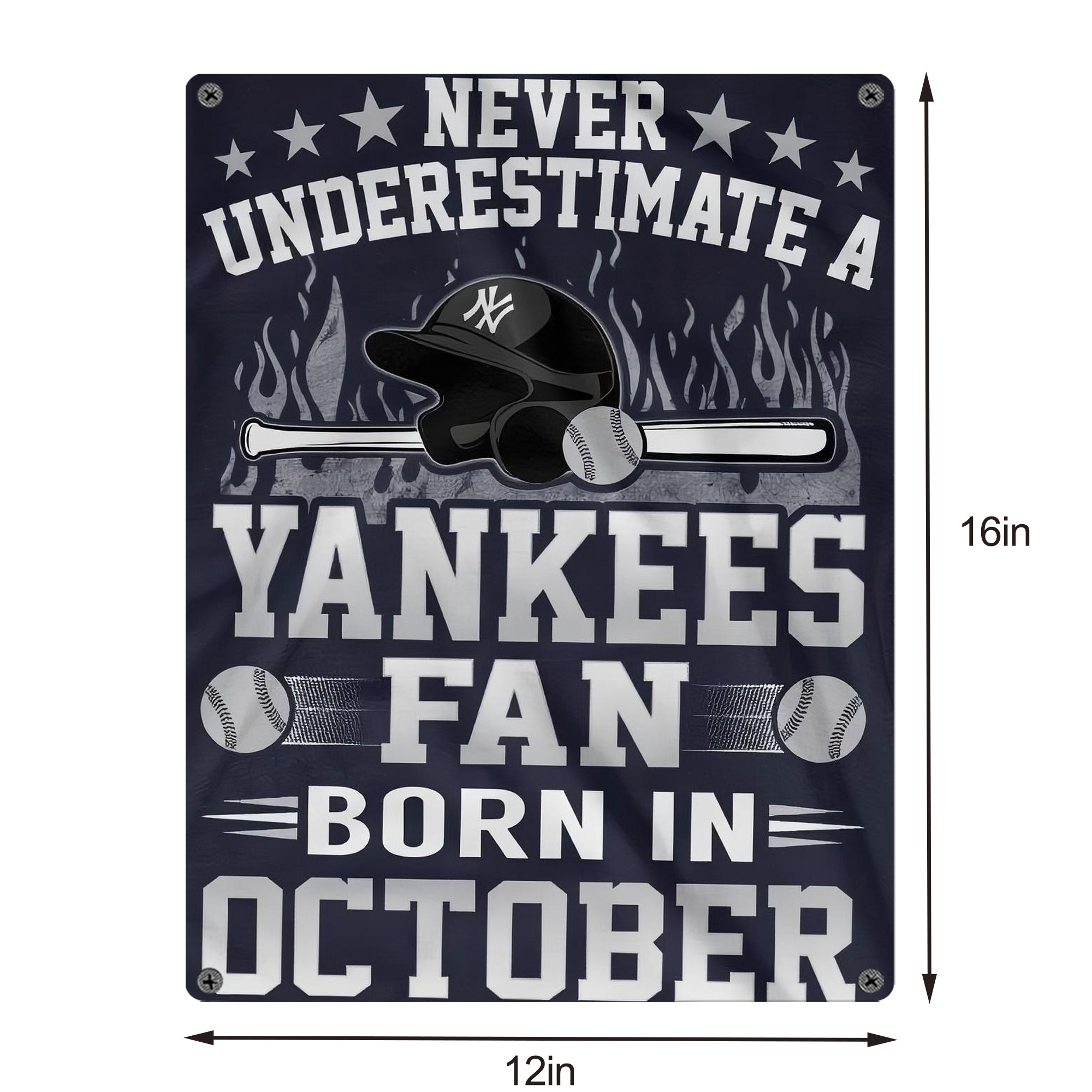 New York Yankees 349 Vintage Metal Tin Sign 12x16inch – Retro Wall Art Decor For Home, Bar, Kitchen, Bedroom, Office – Durable Iron Sheet Poster, Easy To Hang, Full-Color Printing