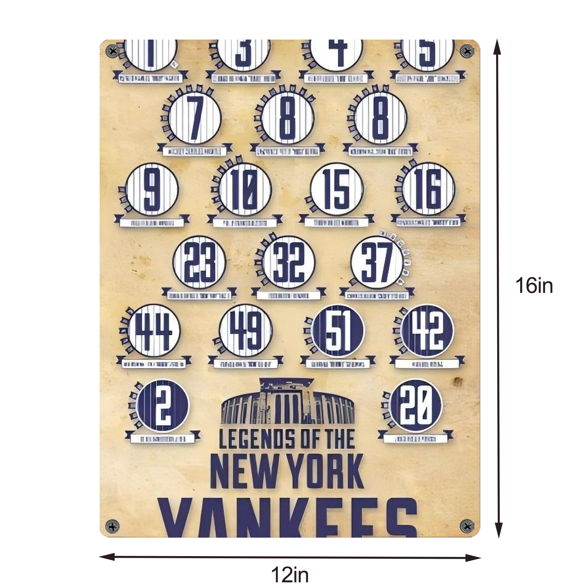 New York Yankees 339 Vintage Metal Tin Sign 12x16inch – Retro Wall Art Decor For Home, Bar, Kitchen, Bedroom, Office – Durable Iron Sheet Poster, Easy To Hang, Full-Color Printing