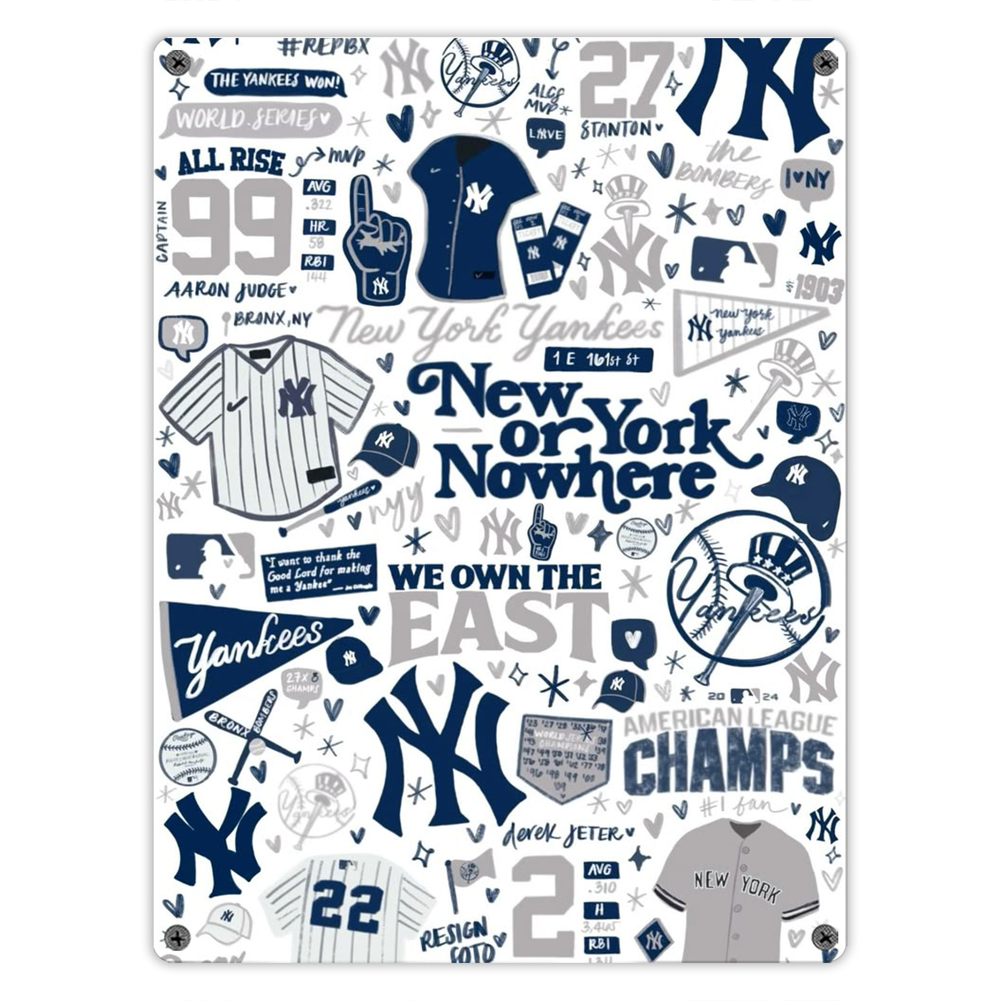 New York Yankees 113 Vintage Metal Tin Sign 12x16inch – Retro Wall Art Decor For Home, Bar, Kitchen, Bedroom, Office – Durable Iron Sheet Poster, Easy To Hang, Full-Color Printing