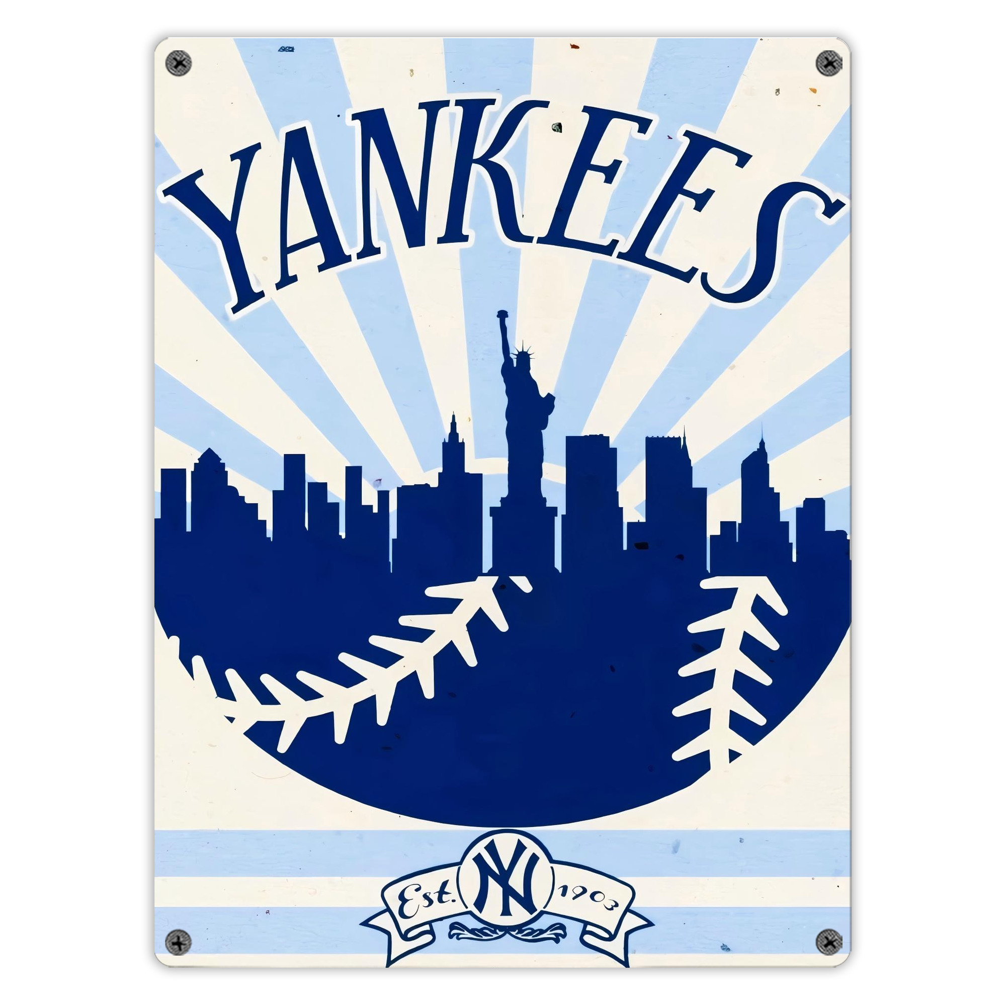 New York Yankees 143 Vintage Metal Tin Sign 12x16inch – Retro Wall Art Decor For Home, Bar, Kitchen, Bedroom, Office – Durable Iron Sheet Poster, Easy To Hang, Full-Color Printing