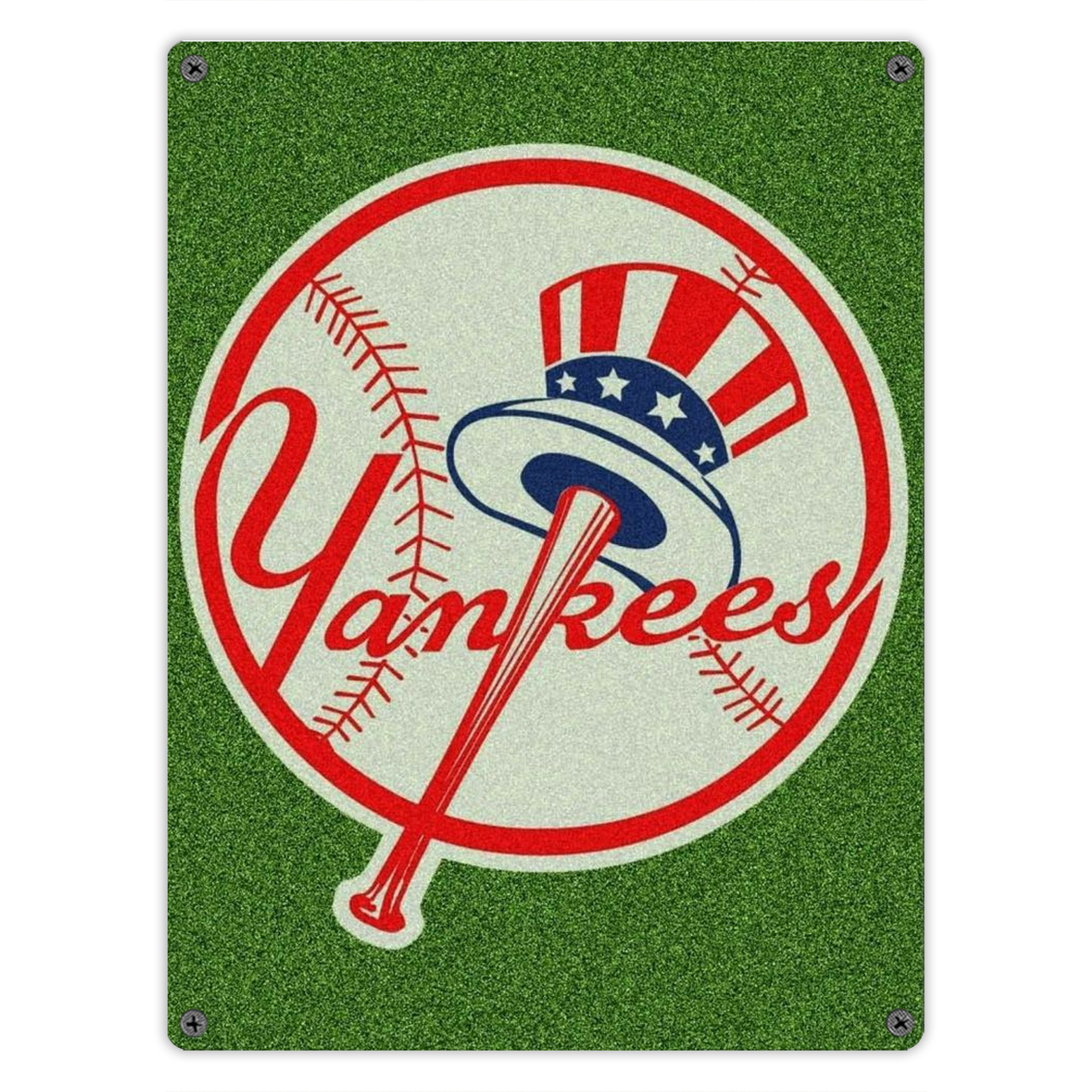 New York Yankees Logo Vintage Metal Tin Sign 12x16inch – Retro Wall Art Decor For Home, Bar, Kitchen, Bedroom, Office – Durable Iron Sheet Poster, Easy To Hang, Full-Color Printing