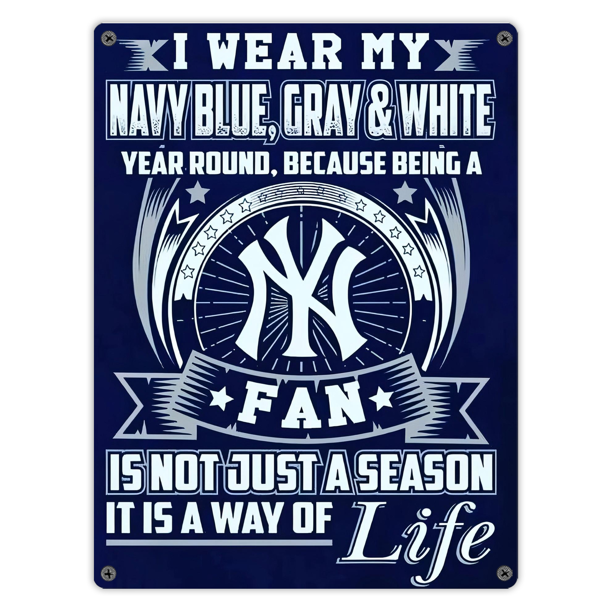 New York Yankees 194 Vintage Metal Tin Sign 12x16inch – Retro Wall Art Decor For Home, Bar, Kitchen, Bedroom, Office – Durable Iron Sheet Poster, Easy To Hang, Full-Color Printing