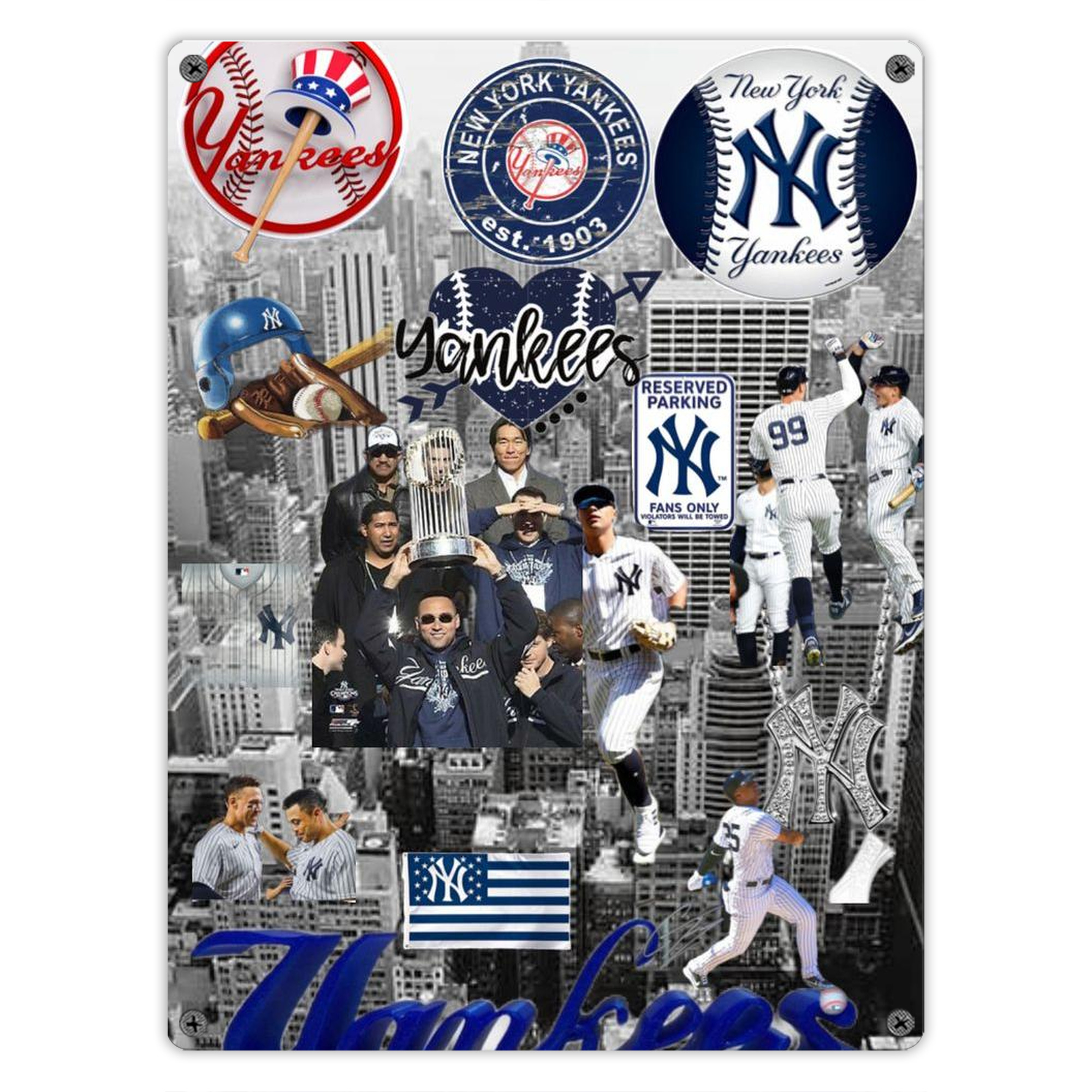 New York Yankees 199 Vintage Metal Tin Sign 12x16inch – Retro Wall Art Decor For Home, Bar, Kitchen, Bedroom, Office – Durable Iron Sheet Poster, Easy To Hang, Full-Color Printing