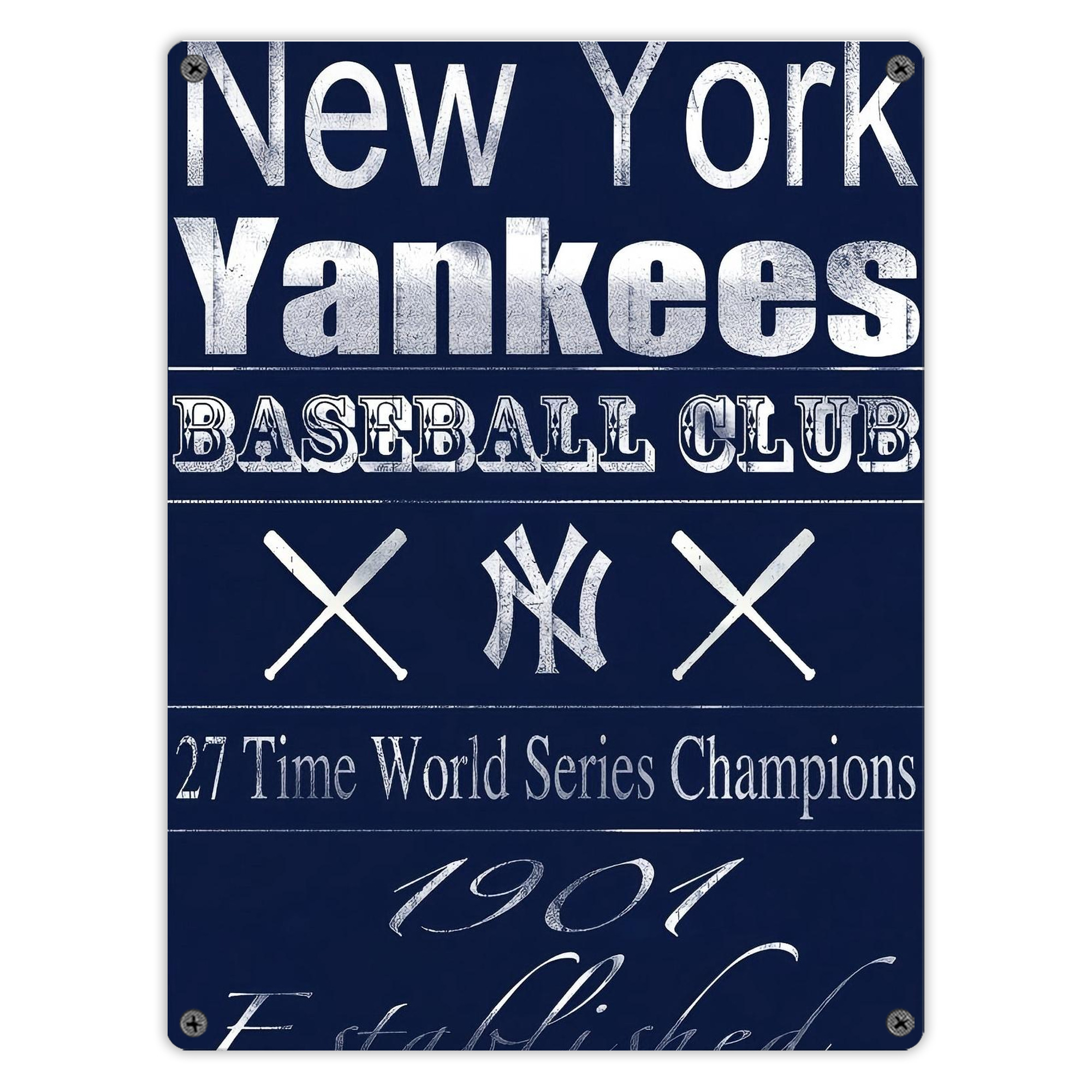New York Yankees 205 Vintage Metal Tin Sign 12x16inch – Retro Wall Art Decor For Home, Bar, Kitchen, Bedroom, Office – Durable Iron Sheet Poster, Easy To Hang, Full-Color Printing