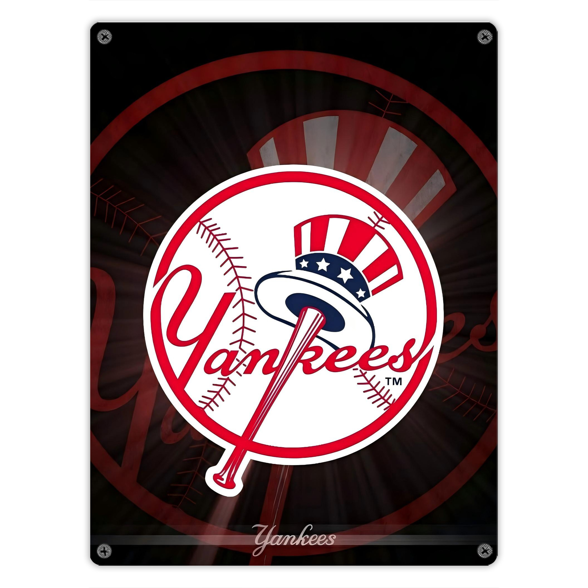 New York Yankees 124 Vintage Metal Tin Sign 12x16inch – Retro Wall Art Decor For Home, Bar, Kitchen, Bedroom, Office – Durable Iron Sheet Poster, Easy To Hang, Full-Color Printing