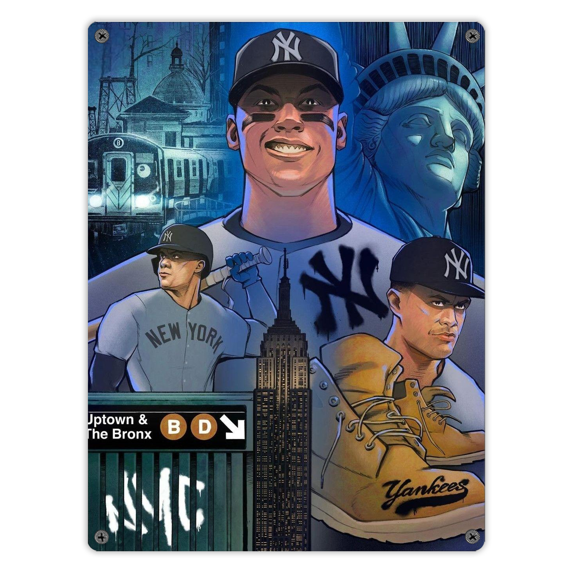 New York Yankees 298 Vintage Metal Tin Sign 12x16inch – Retro Wall Art Decor For Home, Bar, Kitchen, Bedroom, Office – Durable Iron Sheet Poster, Easy To Hang, Full-Color Printing