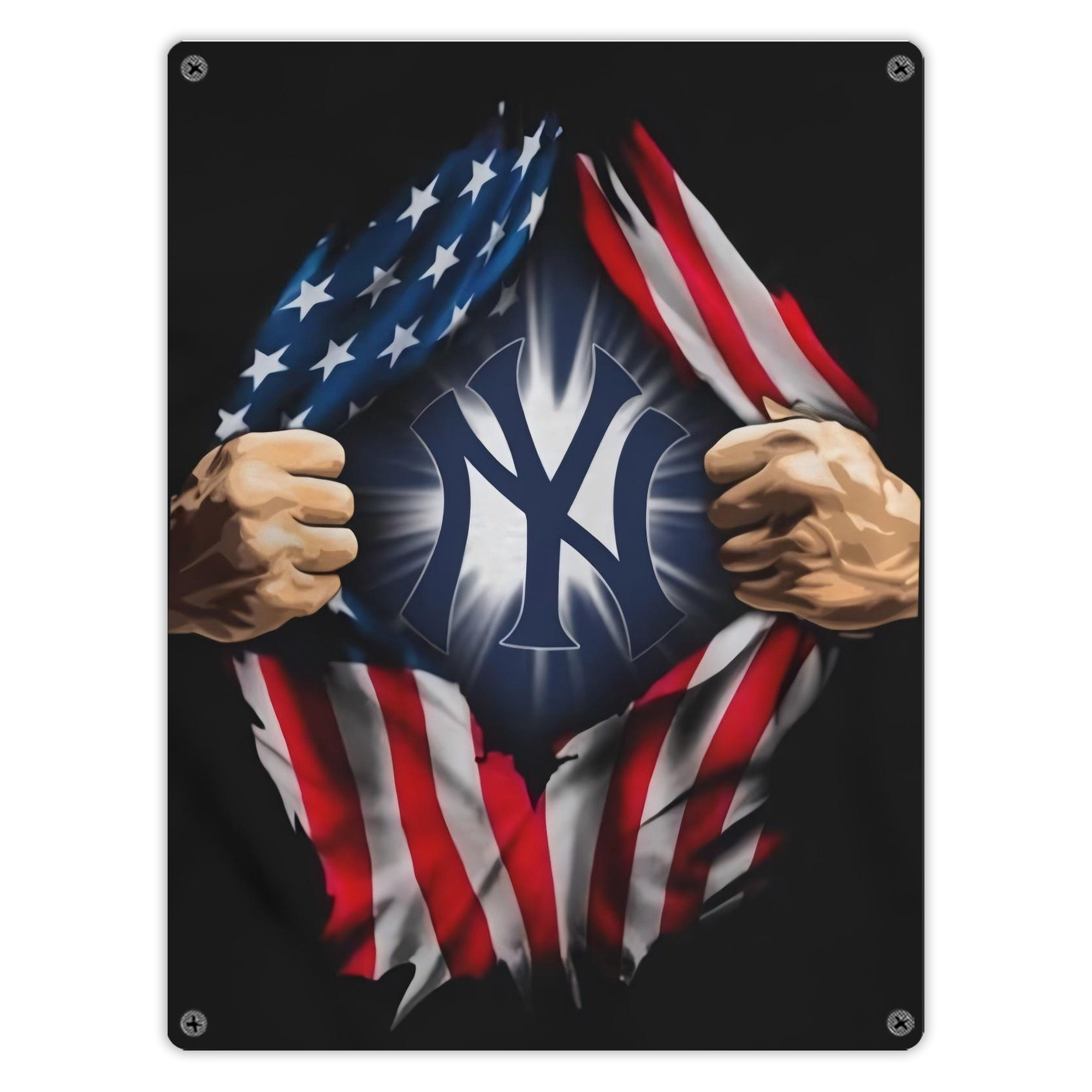 New York Yankees US Flag Yankees Inside Me Vintage Metal Tin Sign 12x16inch – Retro Wall Art Decor For Home, Bar, Kitchen, Bedroom, Office – Durable Iron Sheet Poster, Easy To Hang, Full-Color Printing