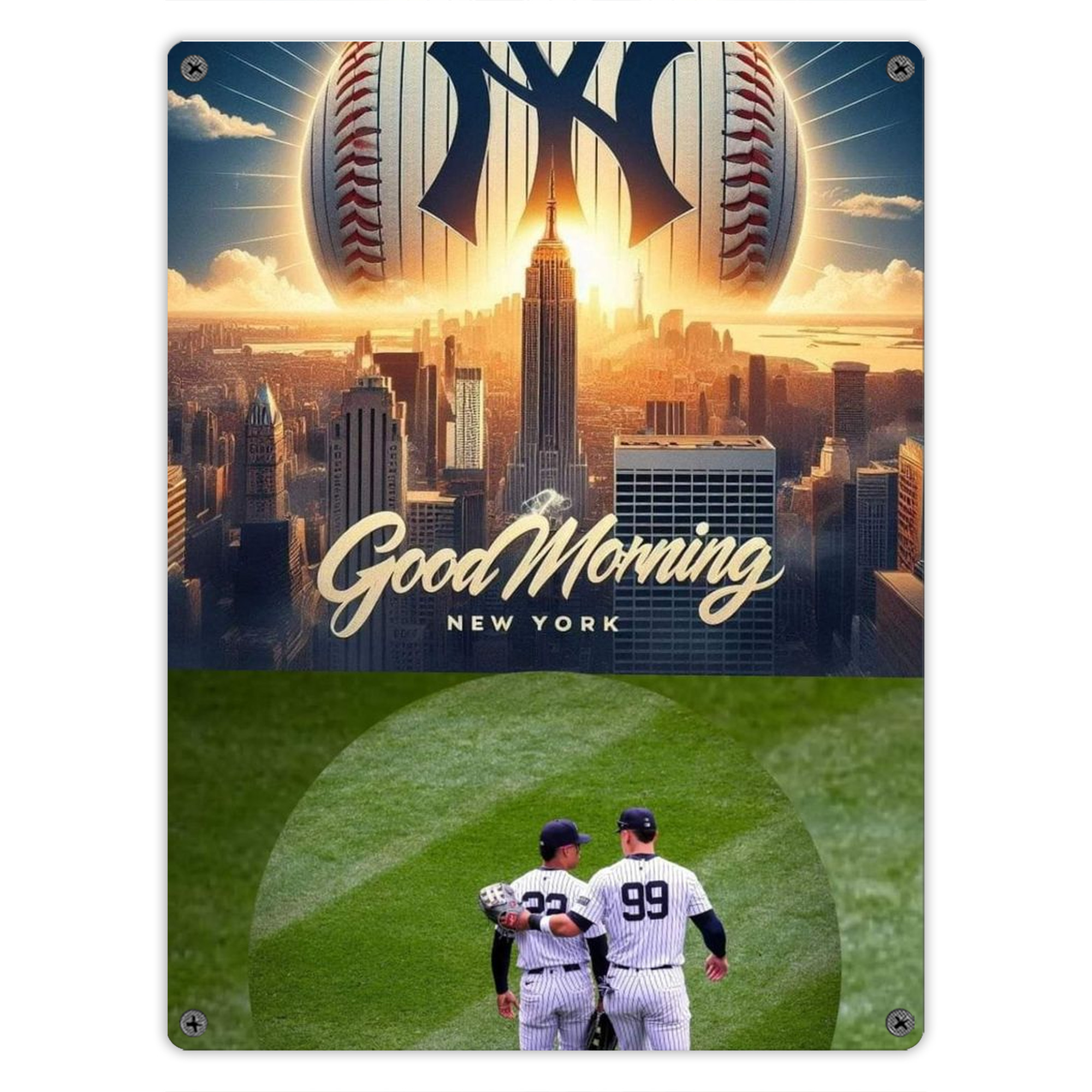 New York Yankees 218 Vintage Metal Tin Sign 12x16inch – Retro Wall Art Decor For Home, Bar, Kitchen, Bedroom, Office – Durable Iron Sheet Poster, Easy To Hang, Full-Color Printing