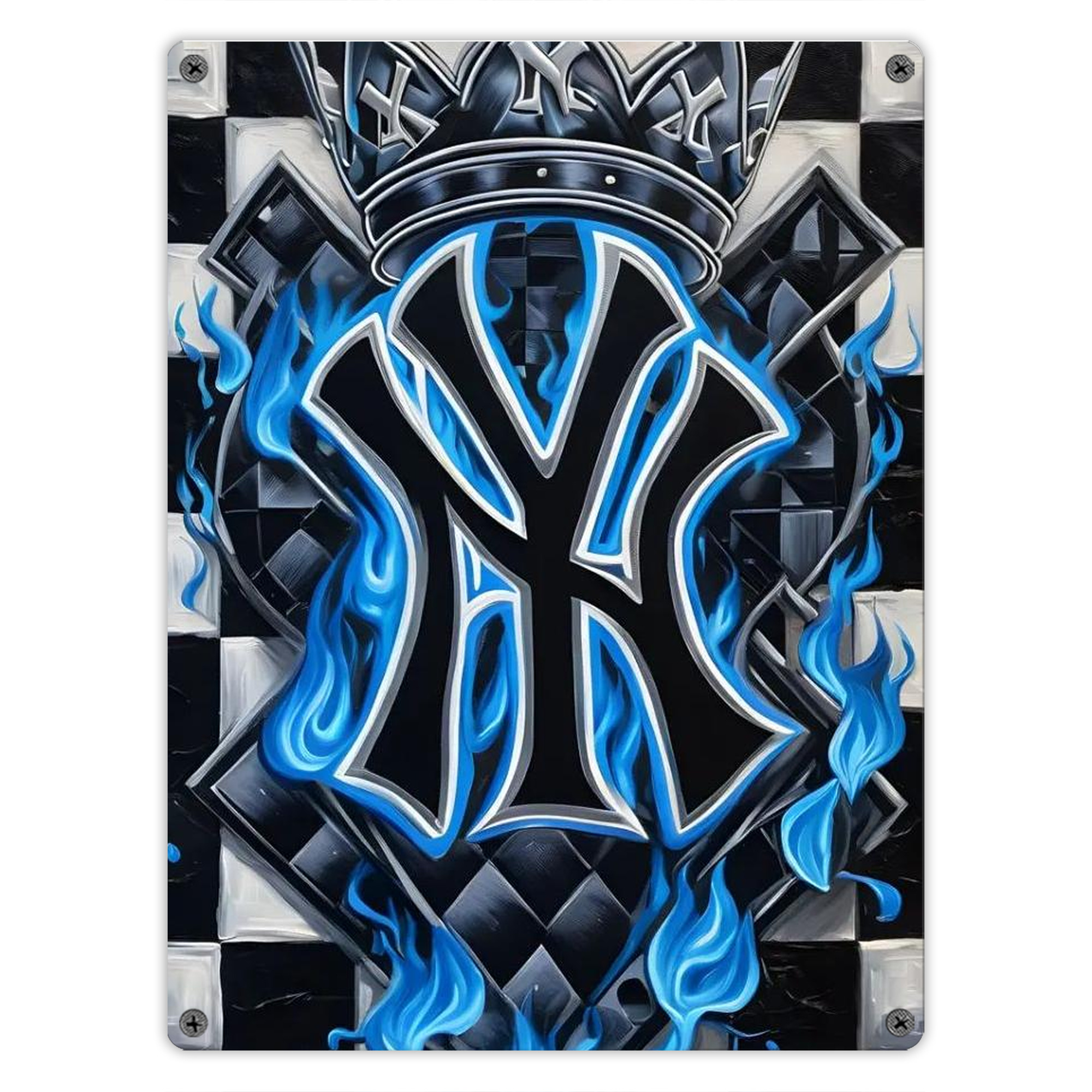 New York Yankees 324 Vintage Metal Tin Sign 12x16inch – Retro Wall Art Decor For Home, Bar, Kitchen, Bedroom, Office – Durable Iron Sheet Poster, Easy To Hang, Full-Color Printing